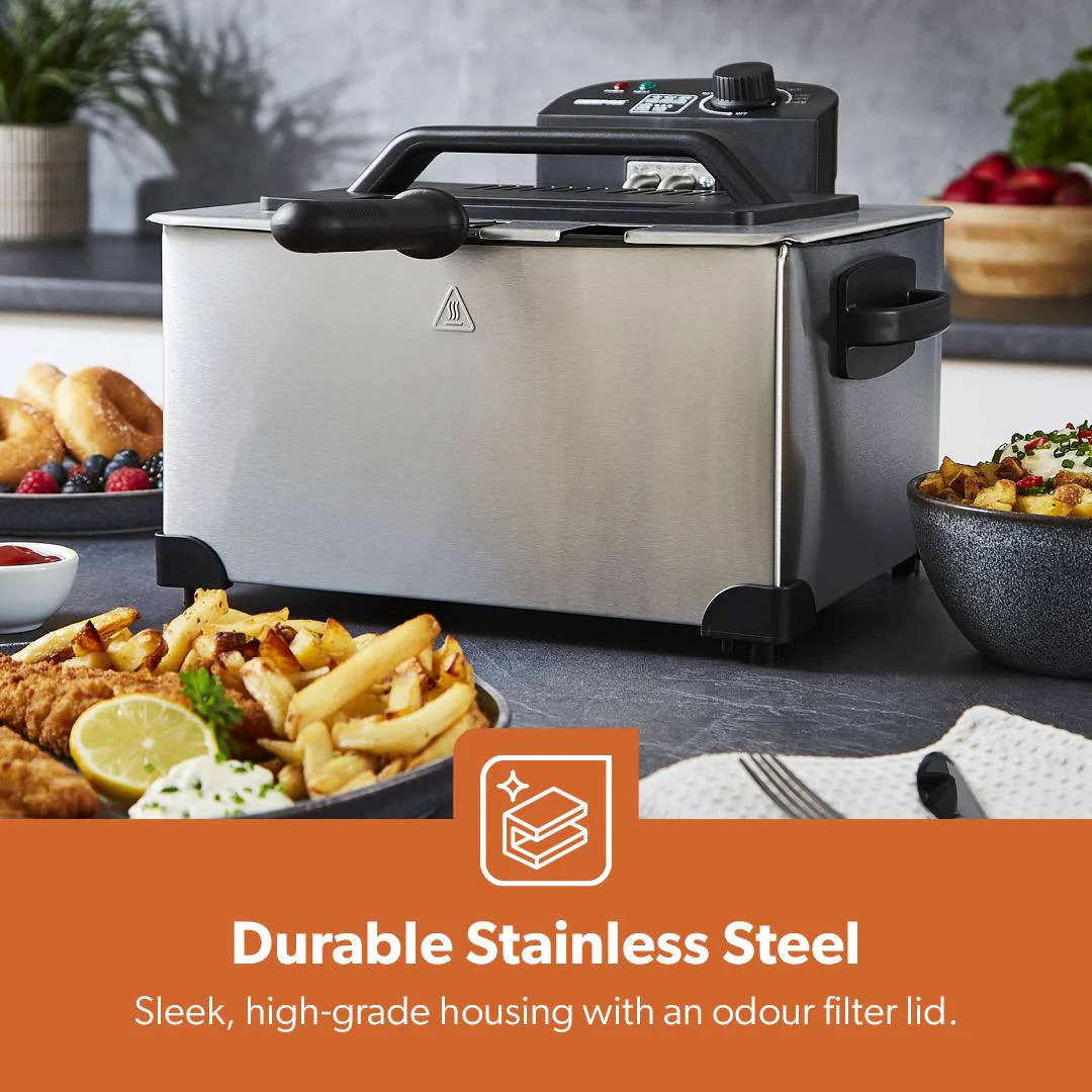5L Stainless Steel Electric Deep Fat Fryer With Triple Baskets 2000W - Image 3