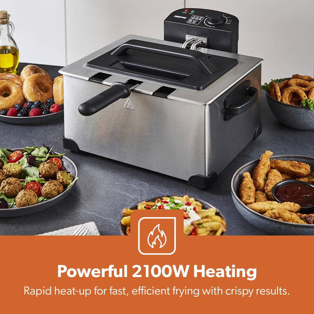5L Stainless Steel Electric Deep Fat Fryer With Triple Baskets 2000W - Image 4