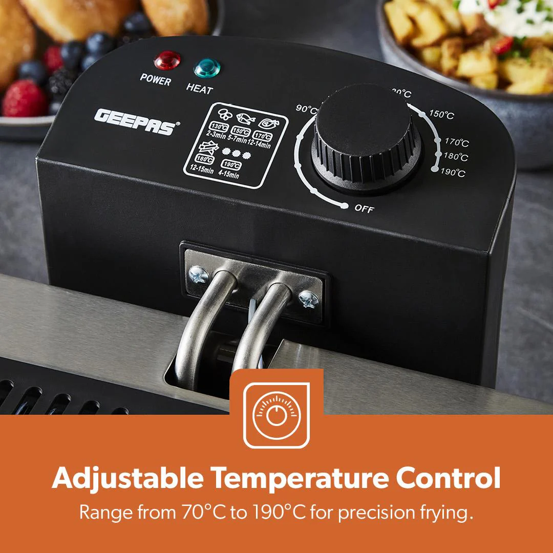 5L Stainless Steel Electric Deep Fat Fryer With Triple Baskets 2000W - Image 5