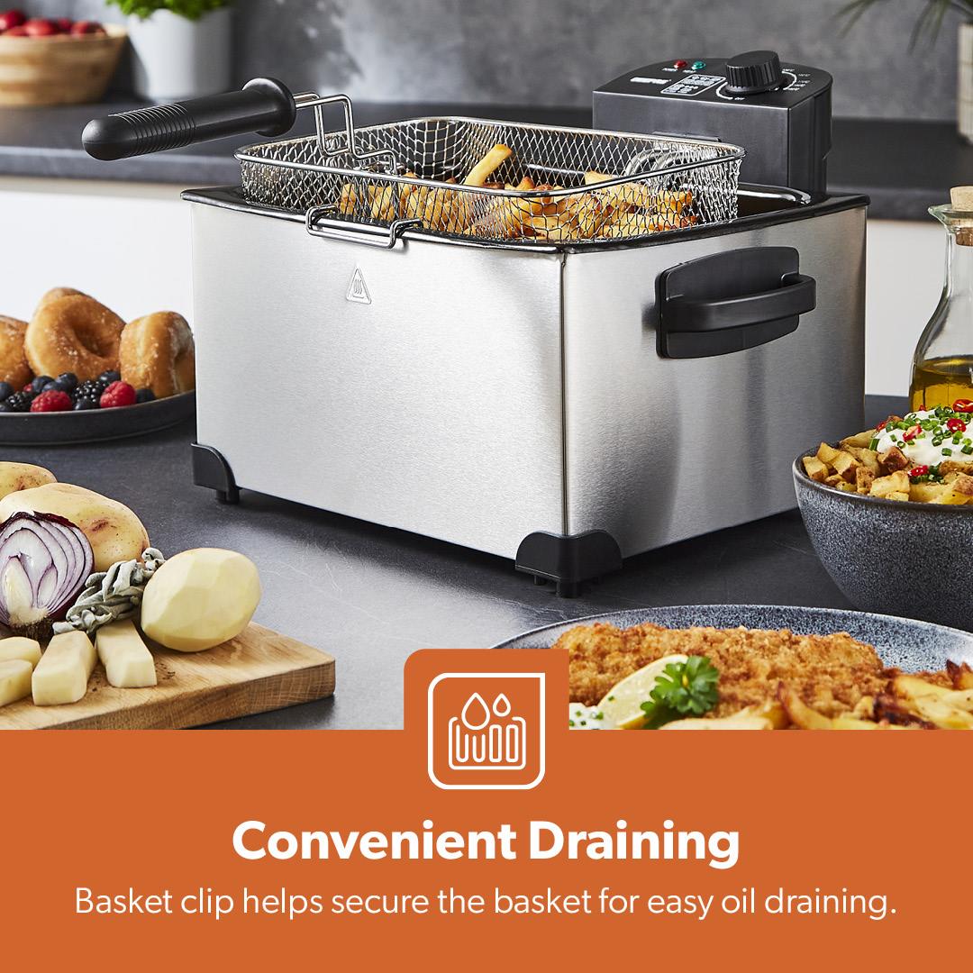 5L Stainless Steel Electric Deep Fat Fryer With Triple Baskets 2000W - Image 8