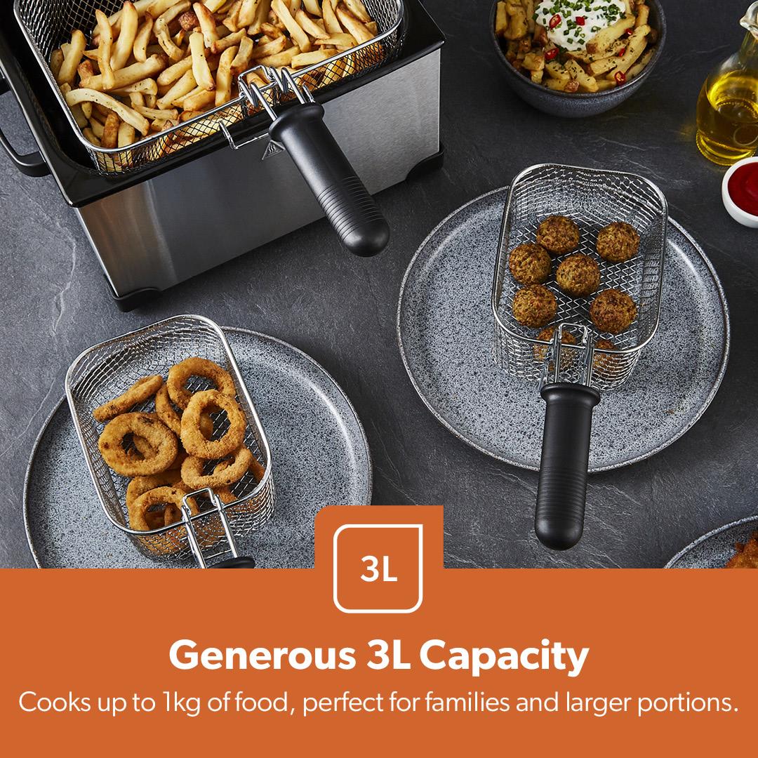 5L Stainless Steel Electric Deep Fat Fryer With Triple Baskets 2000W - Image 9