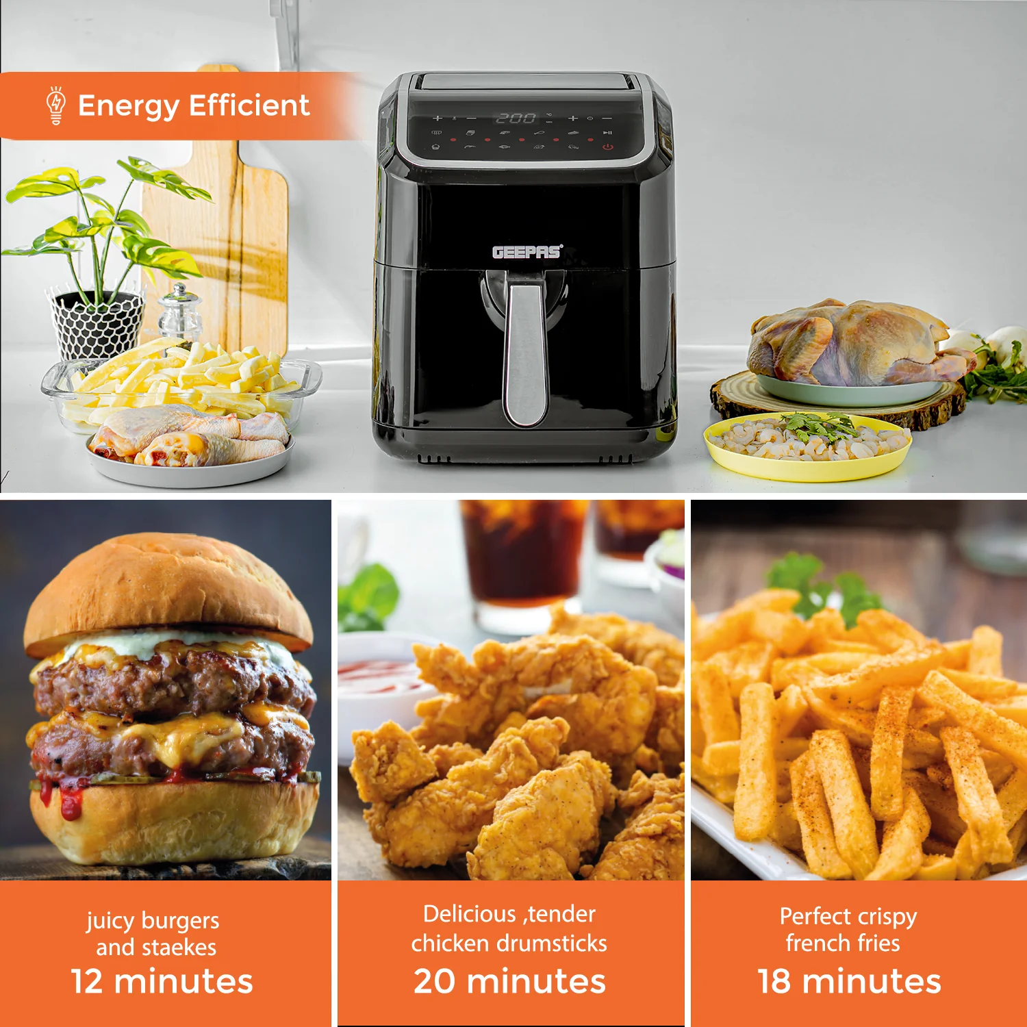 10-In-1 Fast Cook Vortex Air Fryer 5L + Air Fryer Recipe E-Book - Image 6