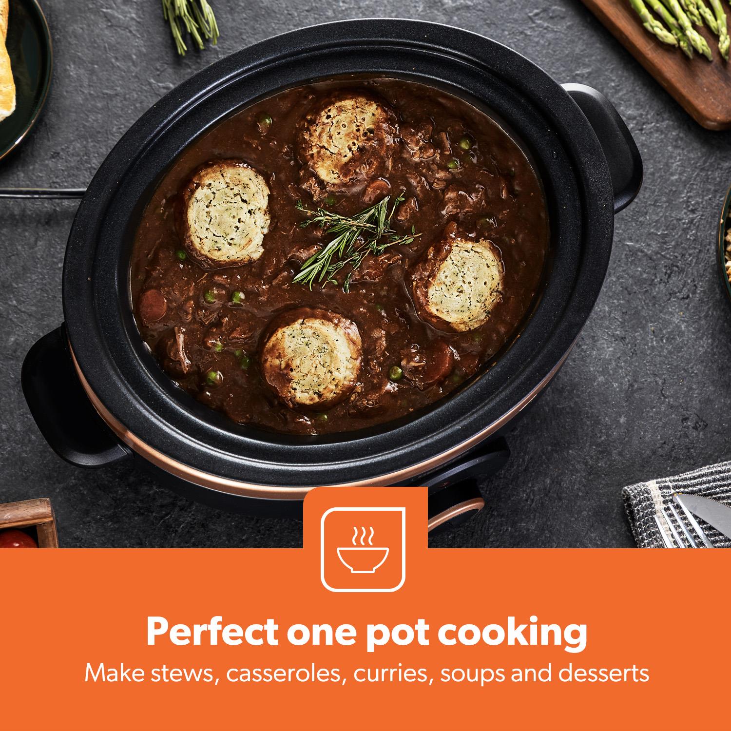 6.5L Black and Gold Slow Cooker With Three-Heat Settings - Image 7
