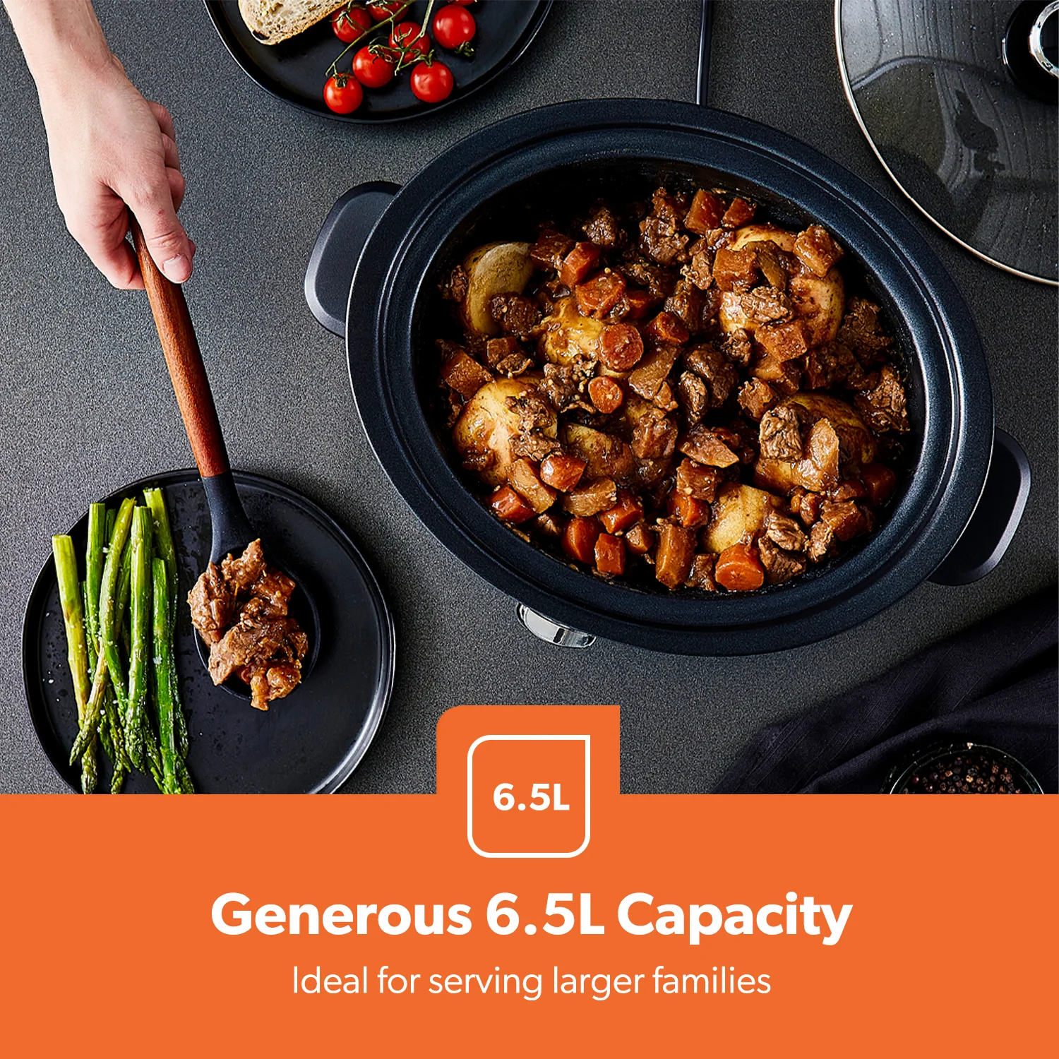 6.5L Black Matt Premium Electric Multi Slow Cooker - Image 3