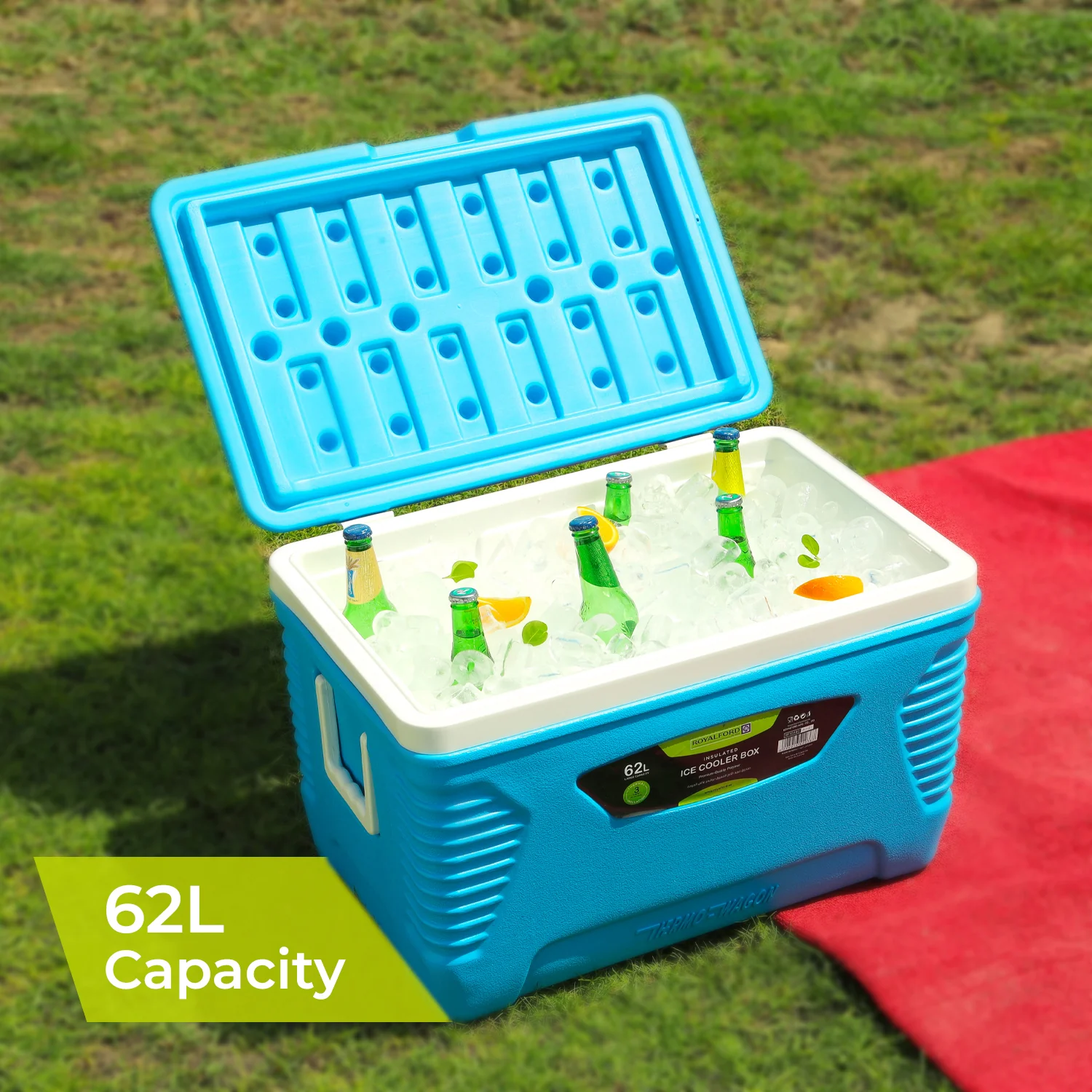 62L Blue 3-Layer Insulated Ice Cooler Box - Image 4