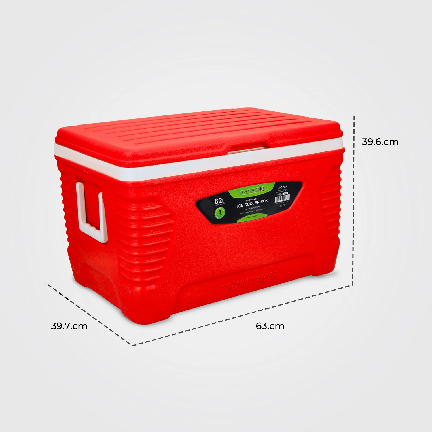 62L Red Insulated Ice Cooler Box - Image 5
