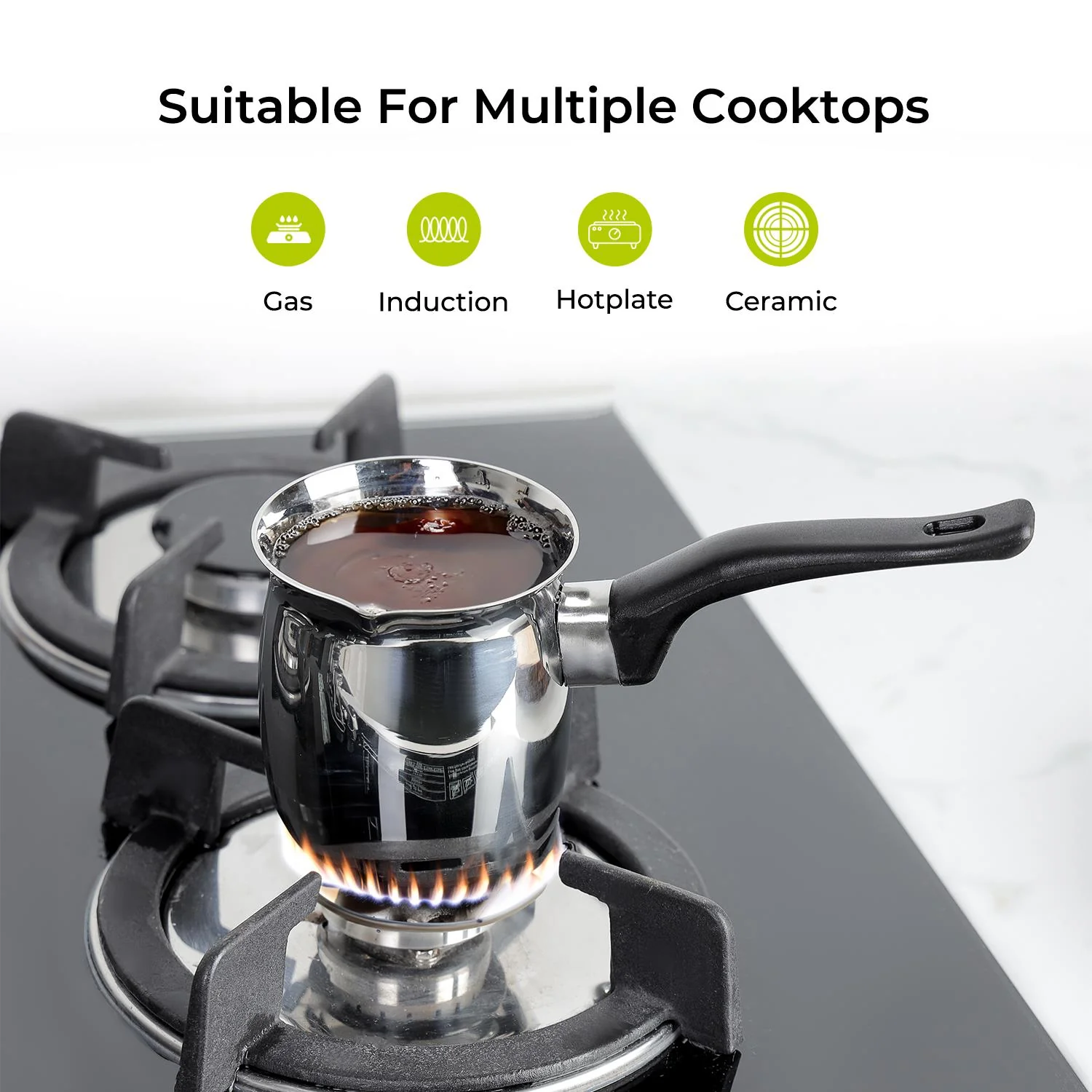 680ml Traditional Stainless Steel Turkish Coffee and Tea Pot - Image 2
