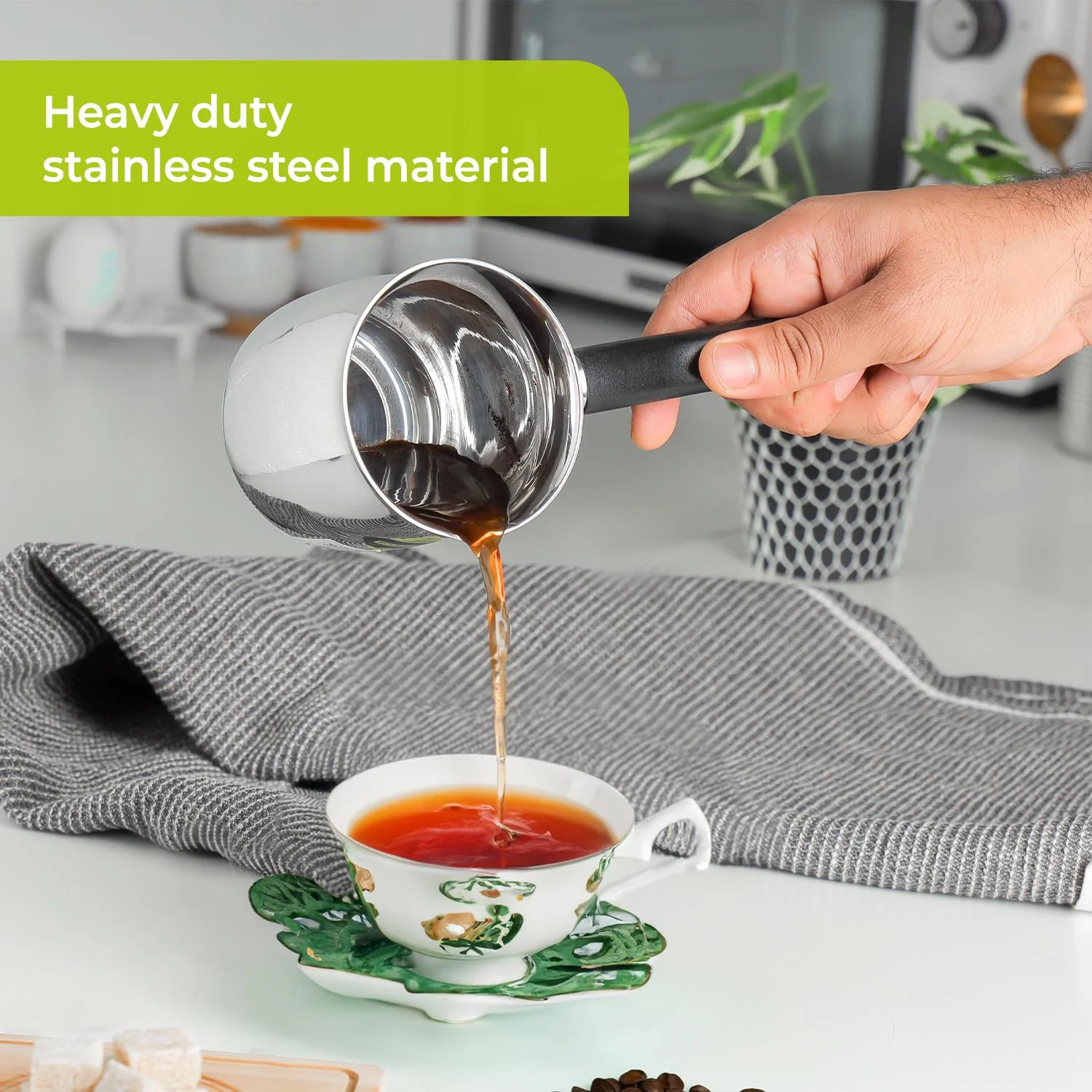 680ml Traditional Stainless Steel Turkish Coffee and Tea Pot - Image 4