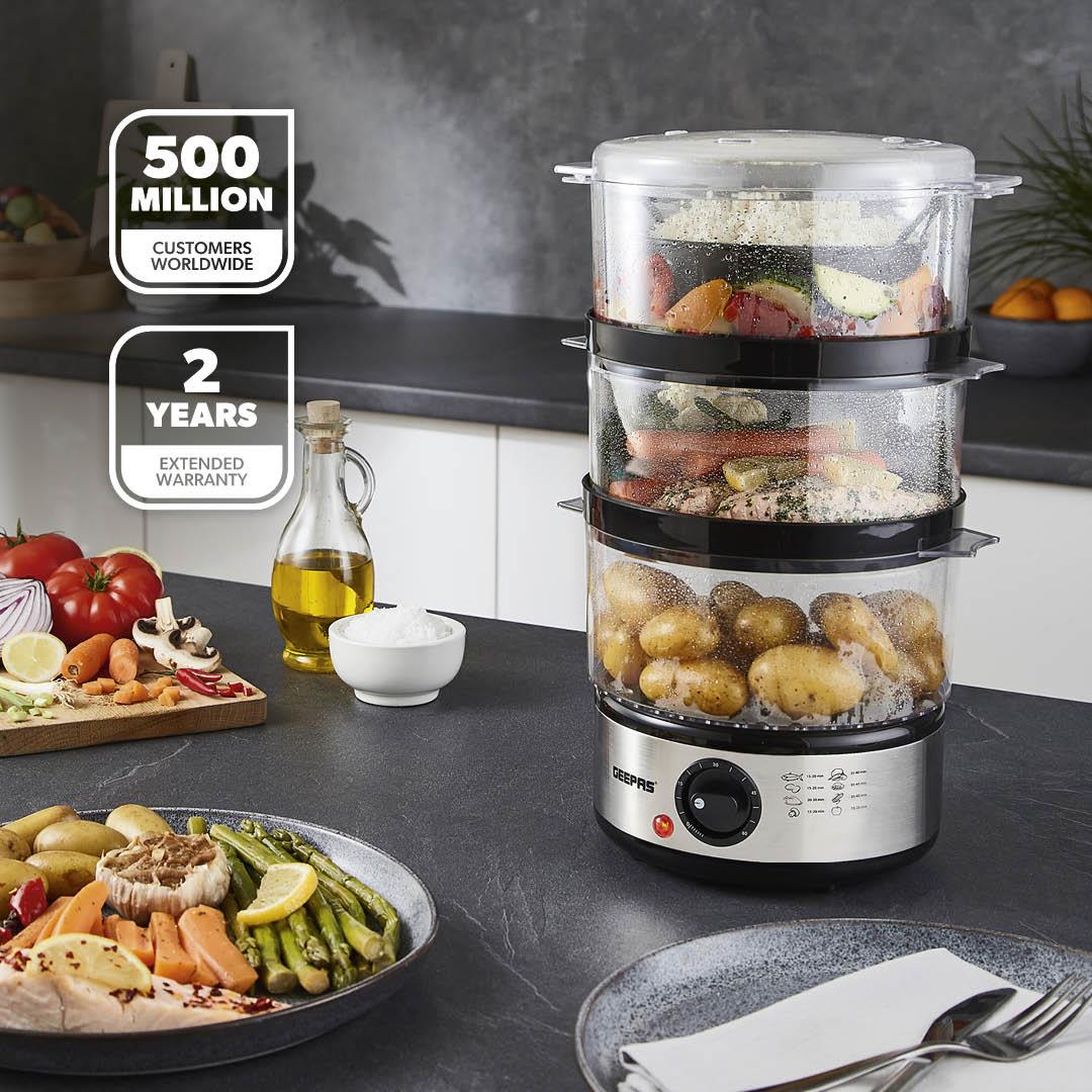 7.2L Stainless Steel Electric Food Steamer With 3 Tiers - Image 2