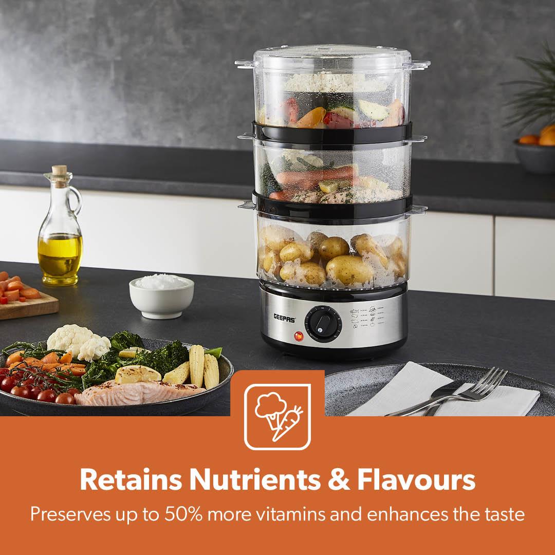 7.2L Stainless Steel Electric Food Steamer With 3 Tiers - Image 9