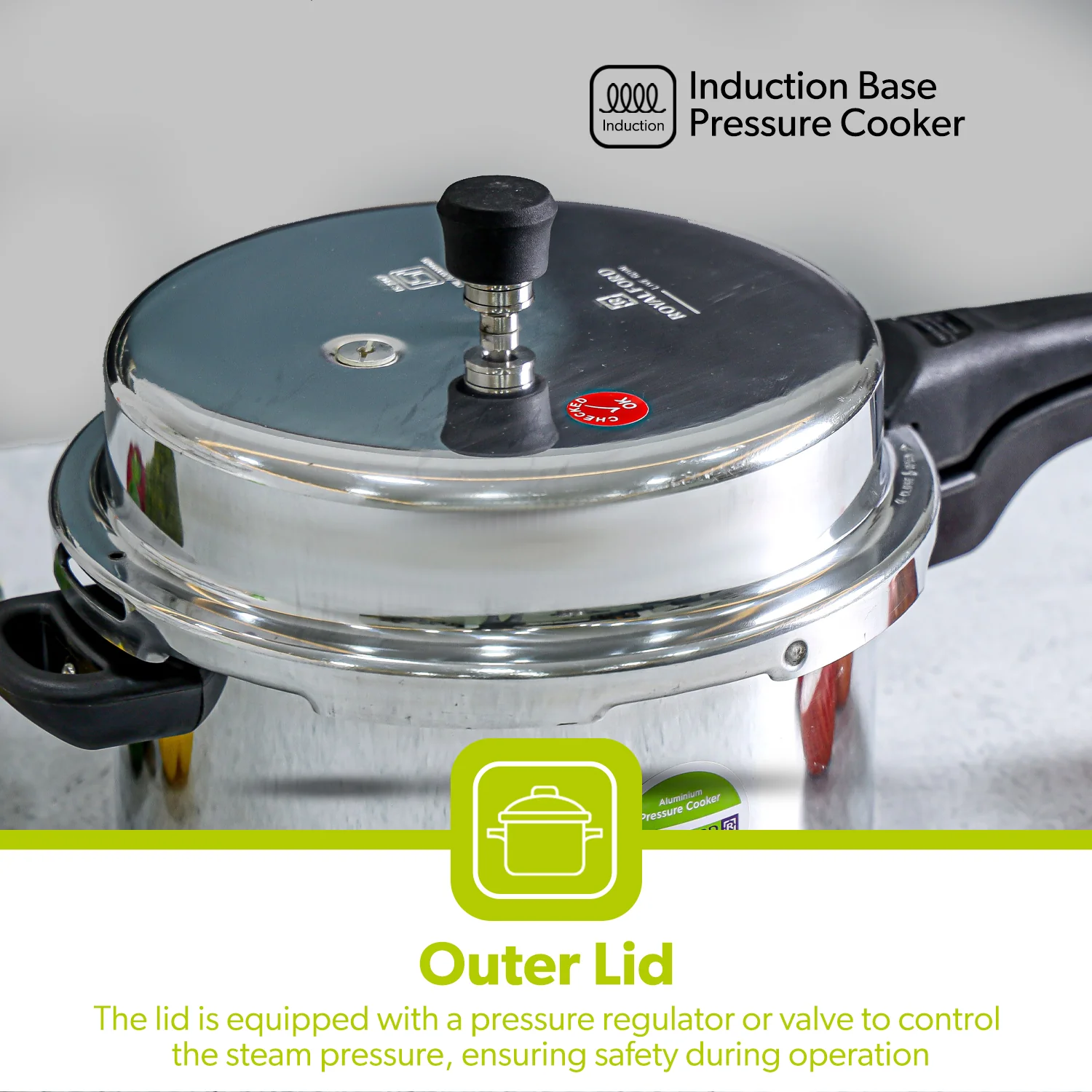 7.5L Lightweight Aluminium Stovetop Pressure Cooker - Image 3