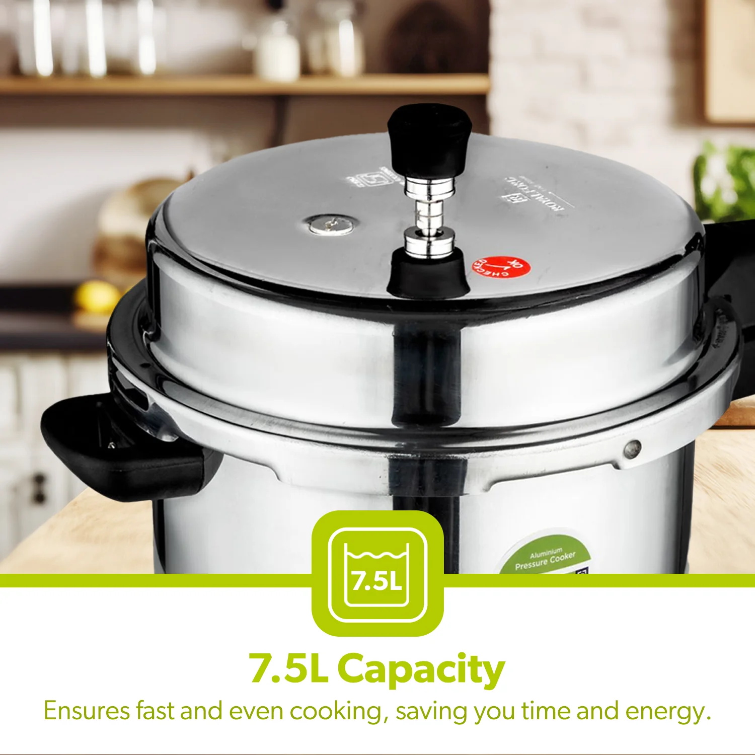 7.5L Lightweight Aluminium Stovetop Pressure Cooker - Image 5