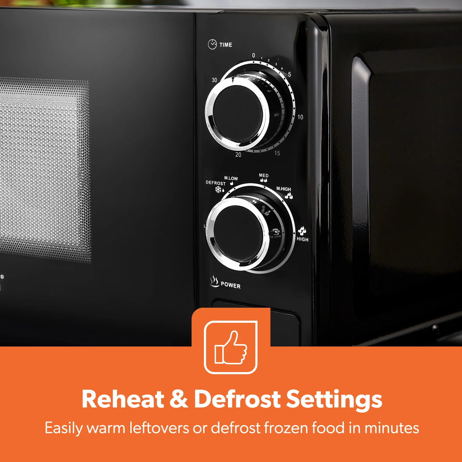 20L Black Solo Freestanding Manual Microwave - Image 5