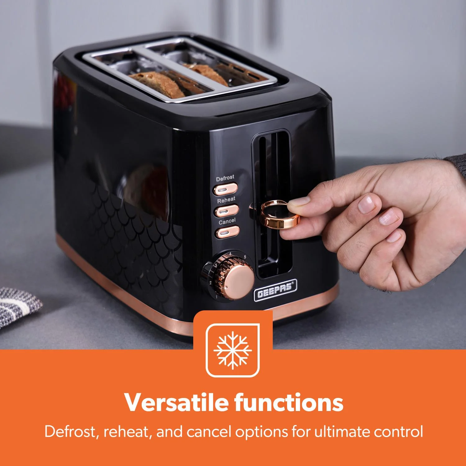 Aurora Black and Rose Gold 3-In-1 Microwave, Kettle & Toaster Set - Image 5