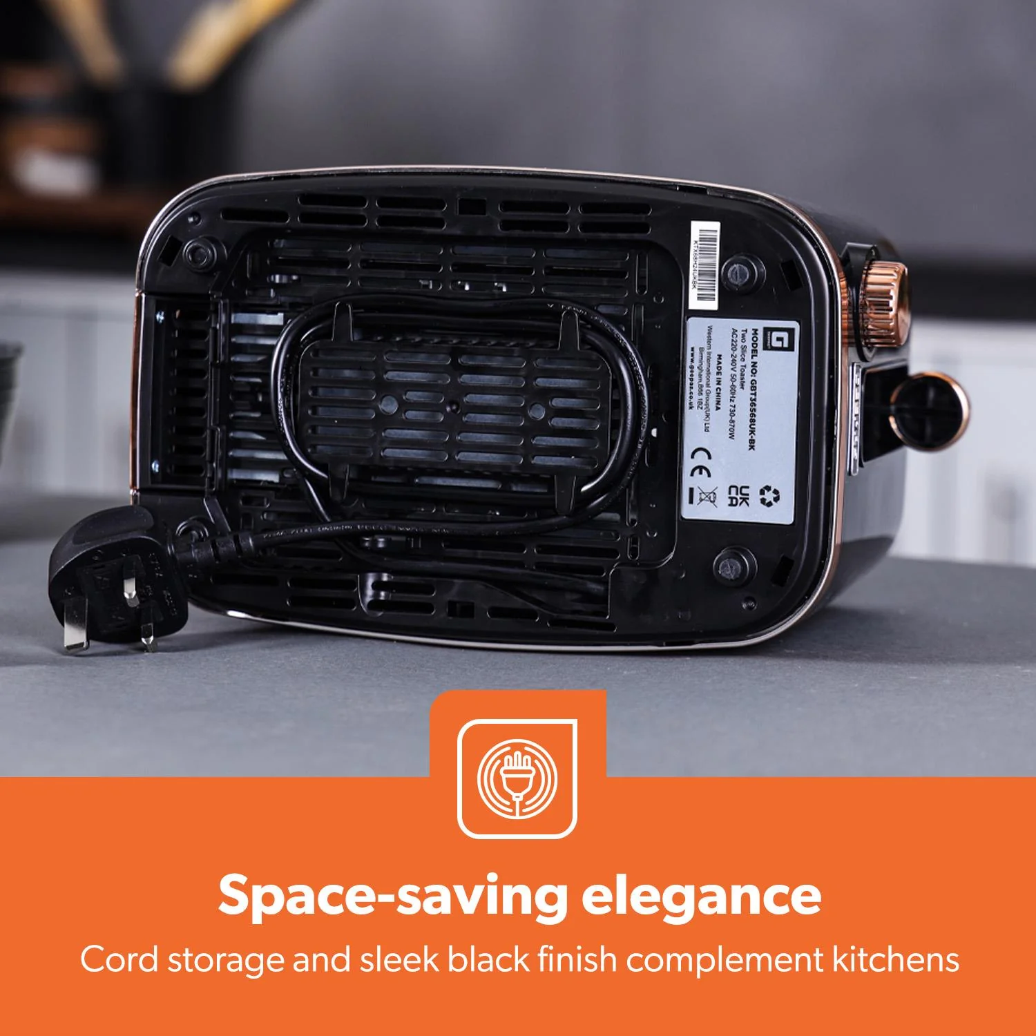 Aurora Black and Rose Gold 3-In-1 Microwave, Kettle & Toaster Set - Image 6
