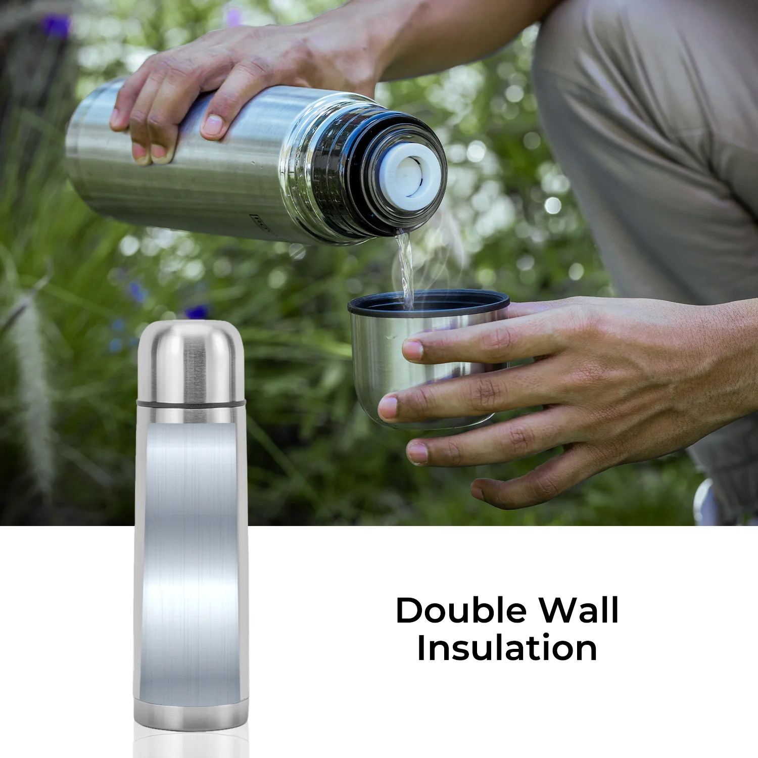 750ml Double Walled Stainless Steel Flask Bottle - Image 3