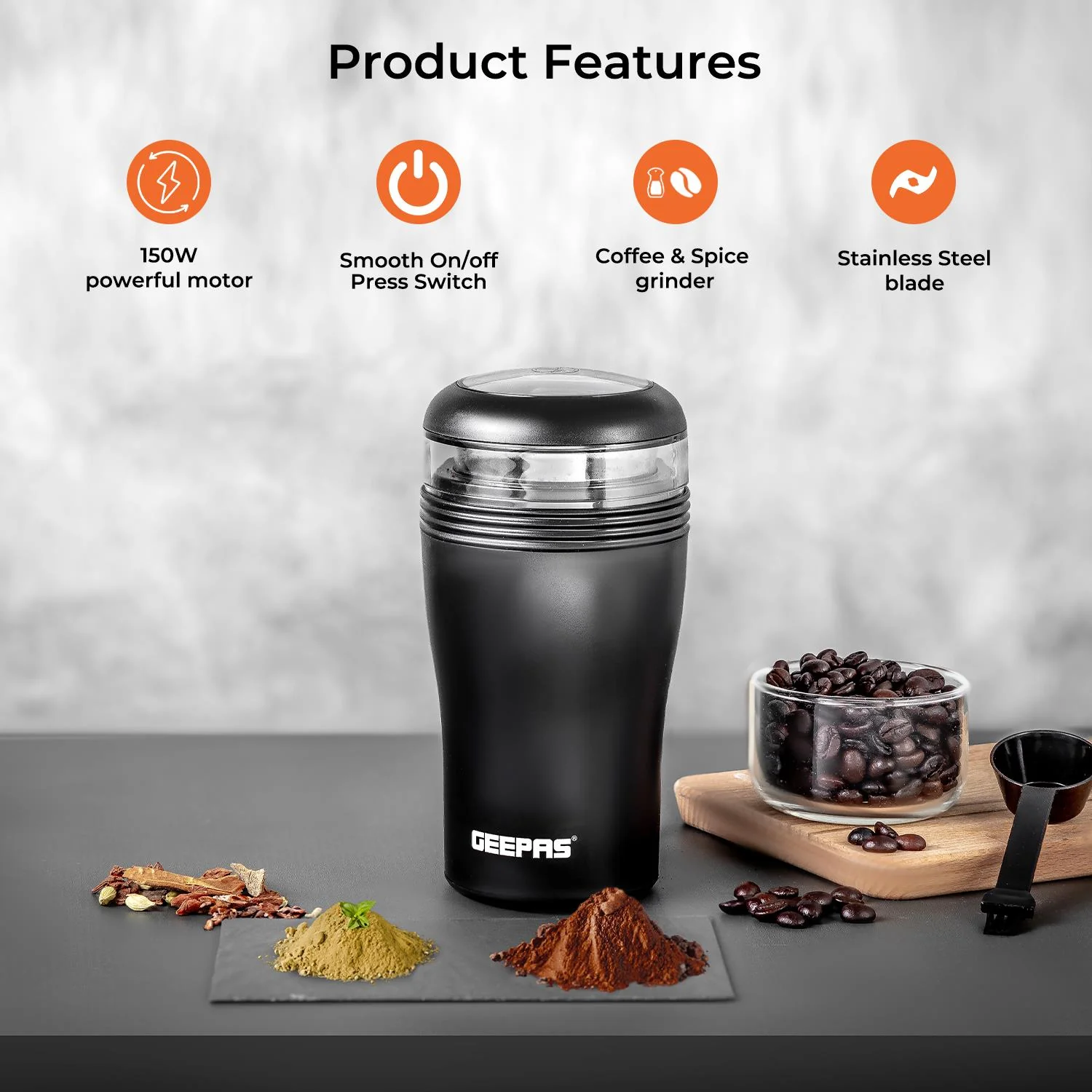 750ml Filter Coffee Machine, 80g Coffee Grinder and Milk Frother - Image 3
