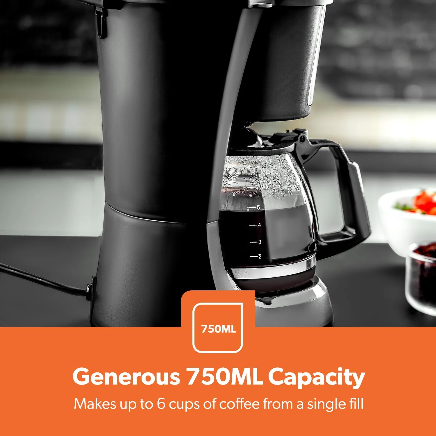 750ml Filter Coffee Maker Machine 600W & Milk Frother Set - Image 6