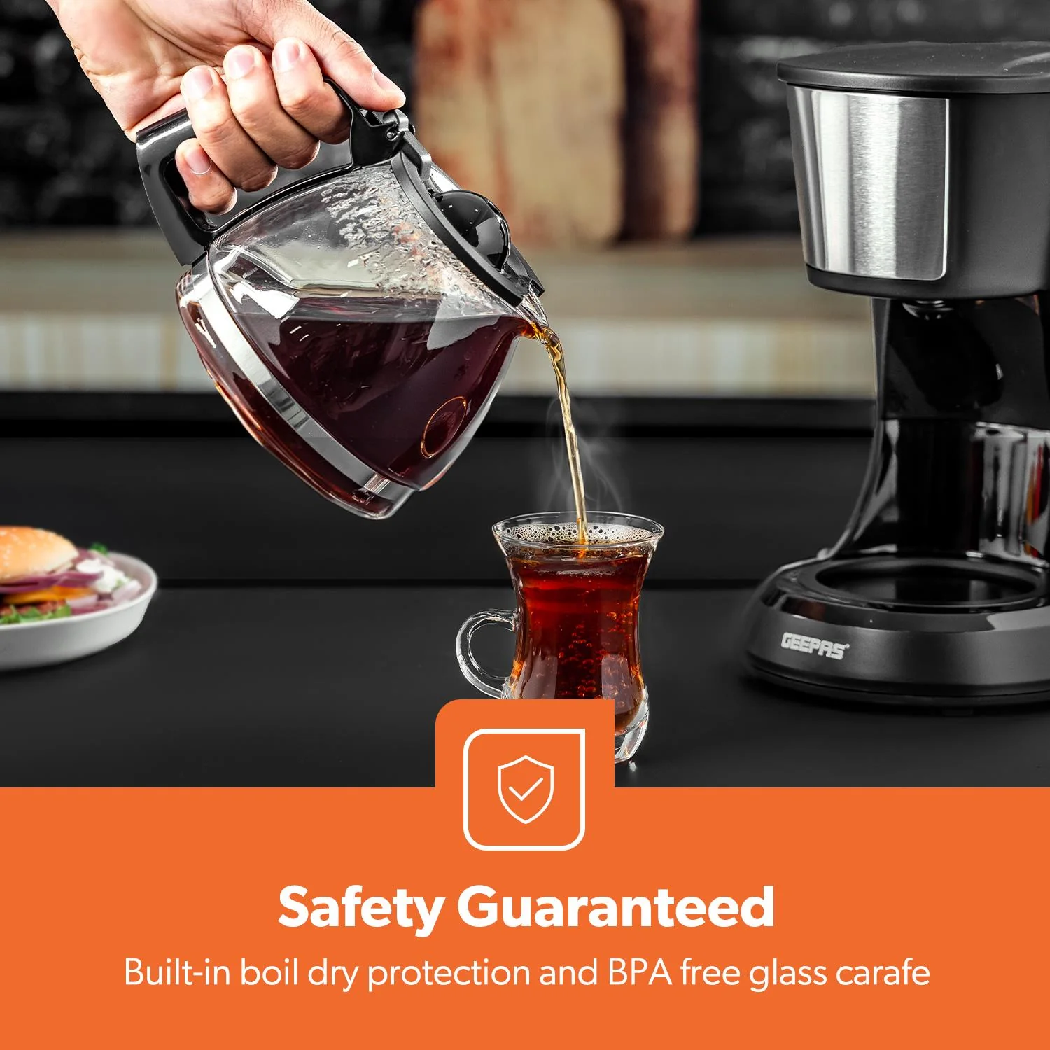 750ml Filter Coffee Maker Machine 600W & Milk Frother Set - Image 8