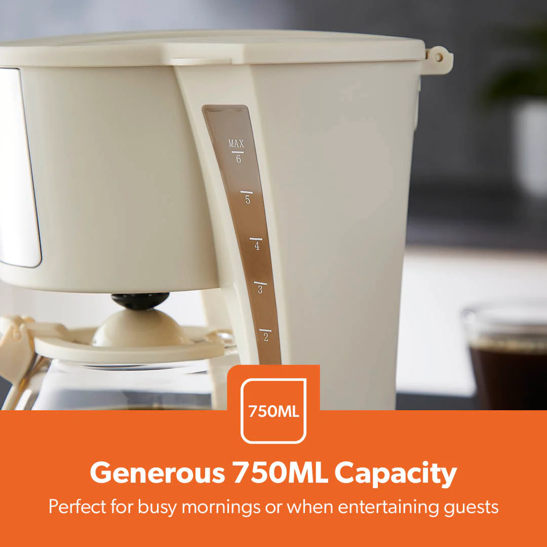 750ml Filter Drip Coffee Machine In Cream - Image 3