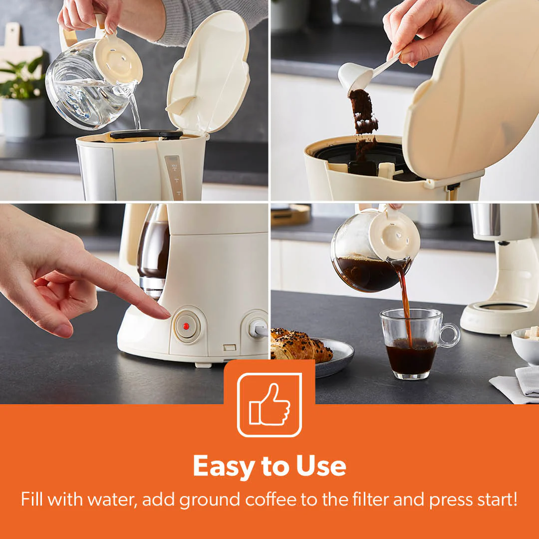 750ml Filter Drip Coffee Machine In Cream - Image 7