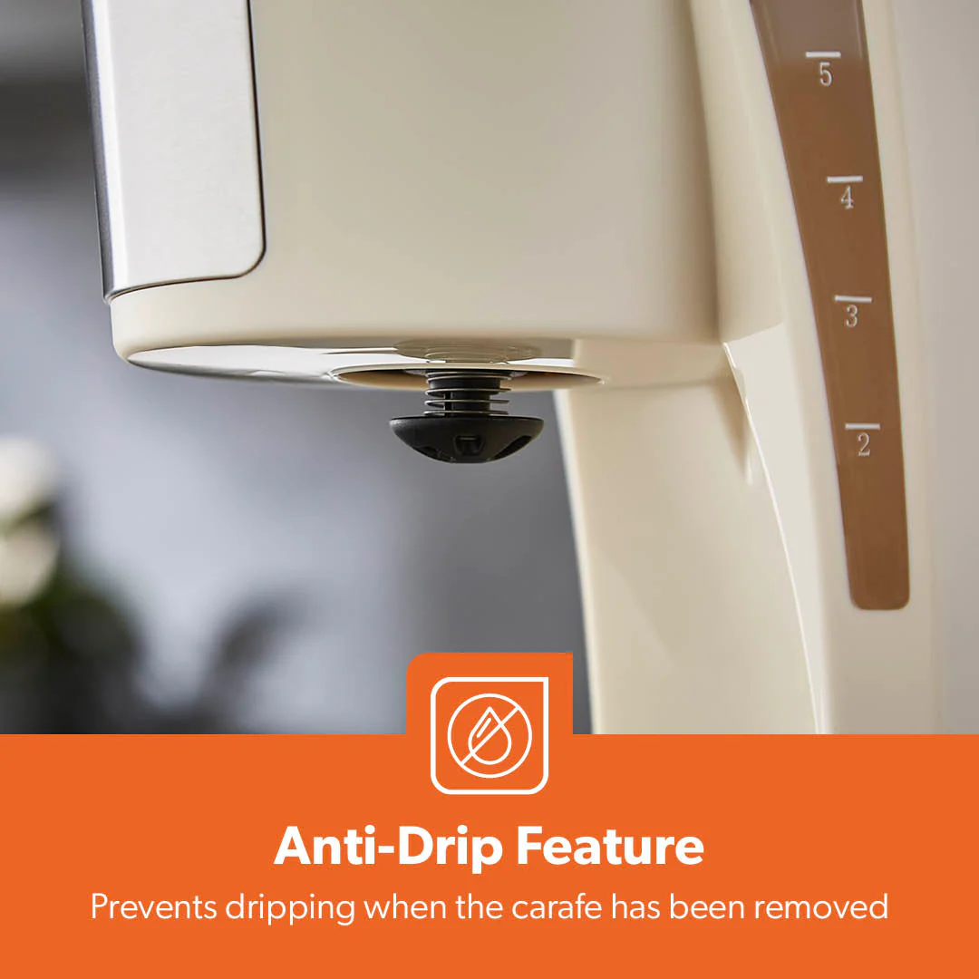 750ml Filter Drip Coffee Machine In Cream - Image 8