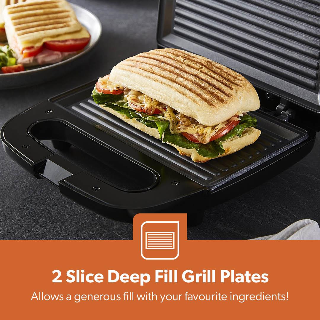 2-Slice Non-Stick Panini Sandwich Toasting Press & Grill - Image 3