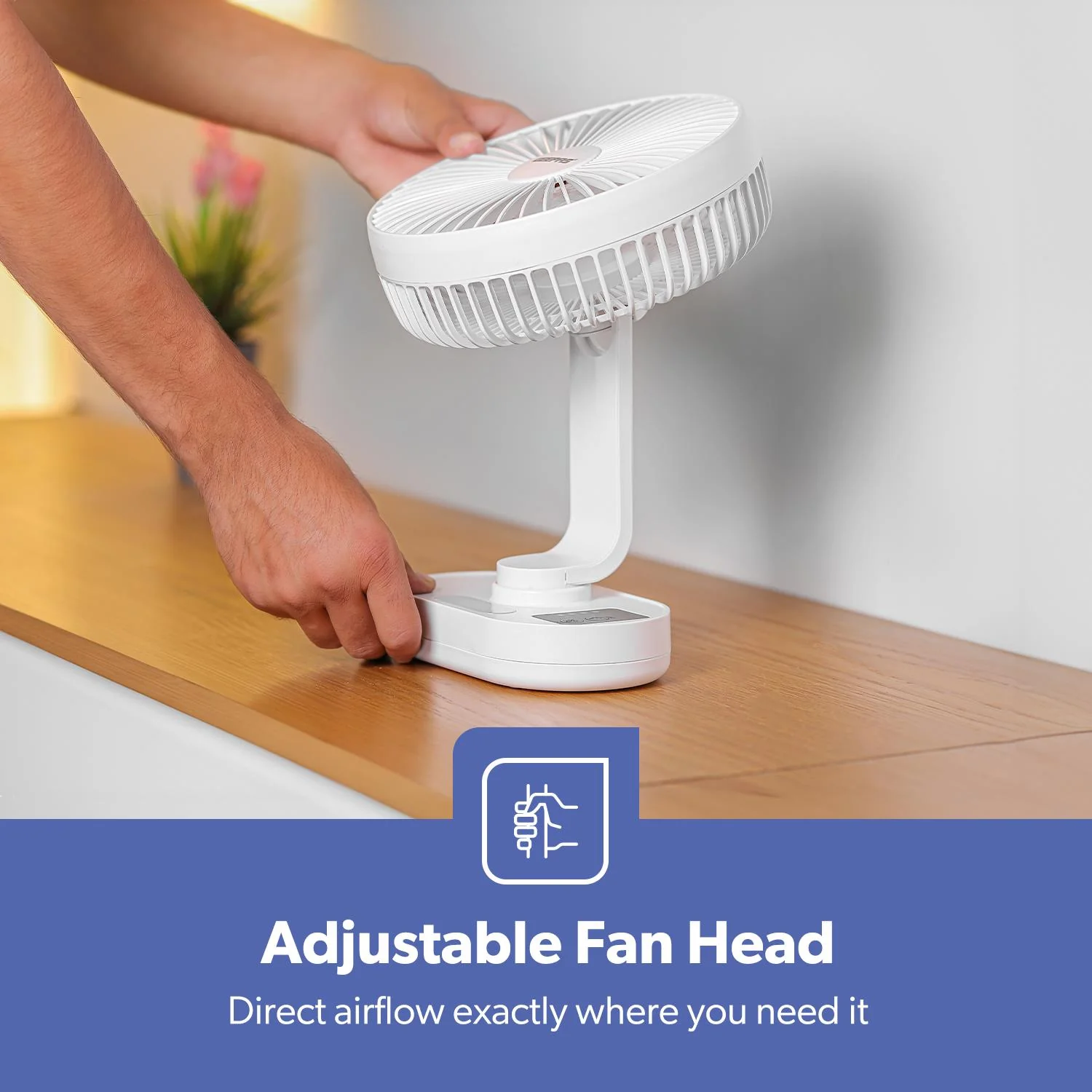 8-Inch Rechargeable AC/DC Portable Desk Fan With Night Light - Image 7