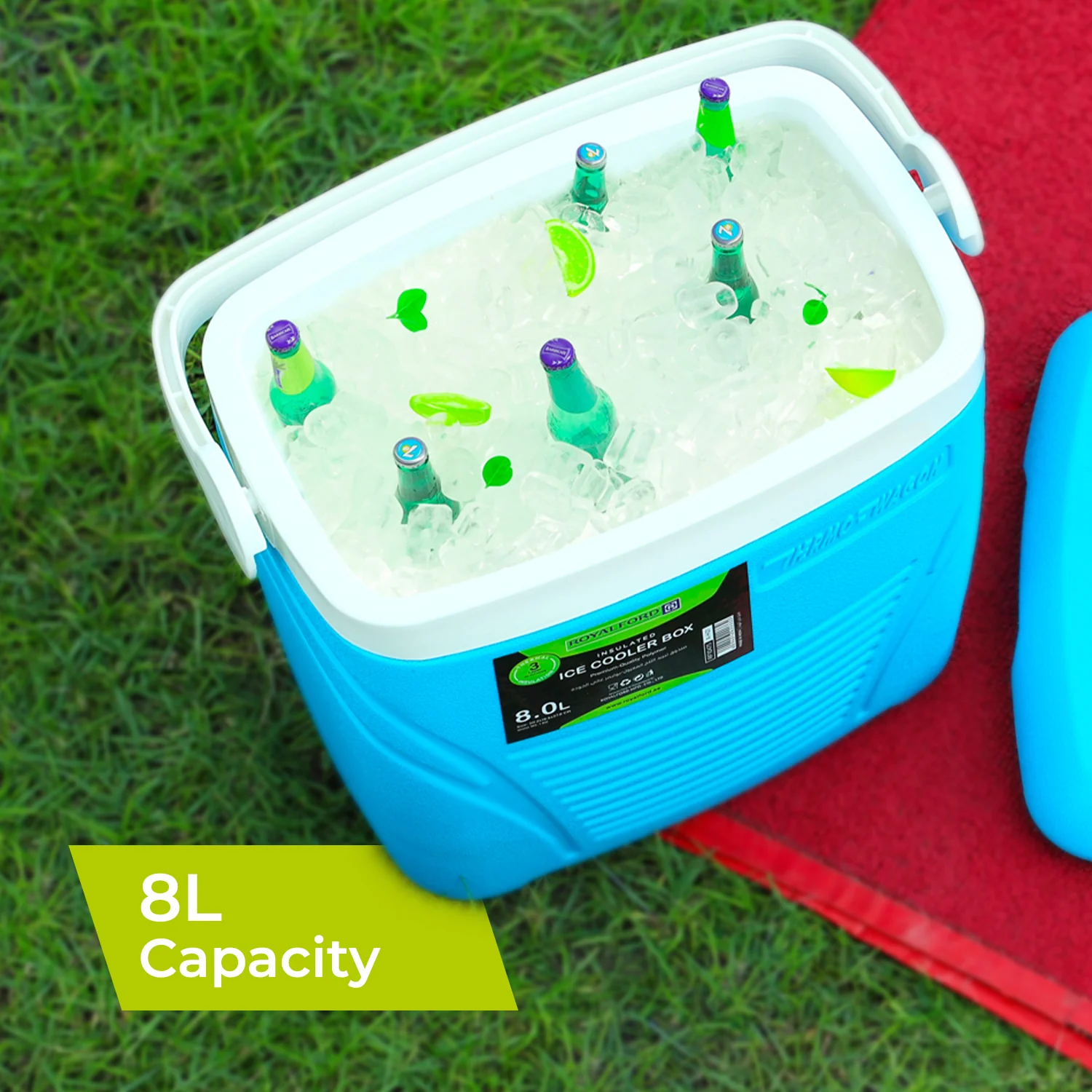 8L Blue Insulated Ice Cooler Box - Image 4
