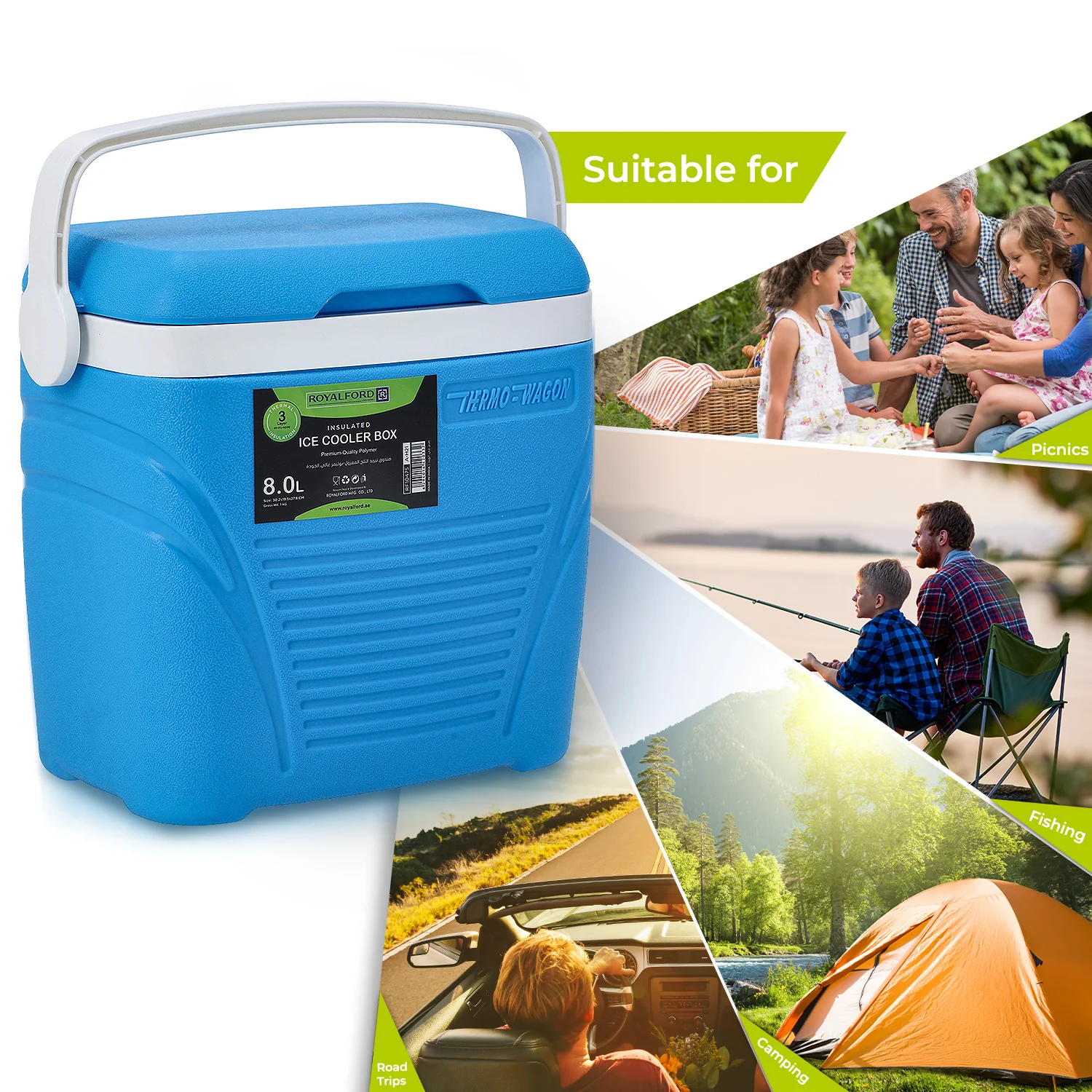 8L Blue Insulated Ice Cooler Box - Image 6