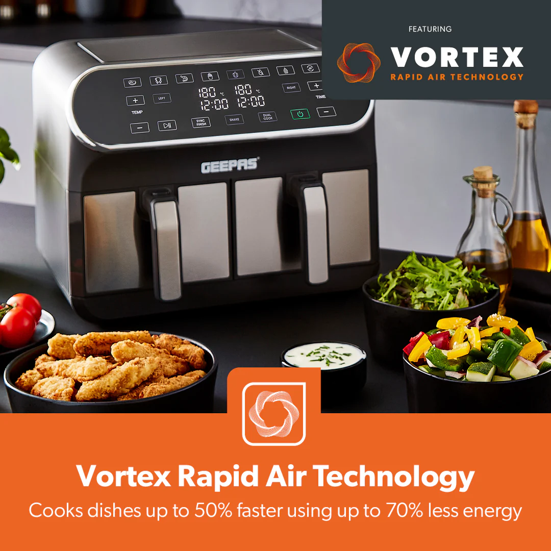 8L 'Vortex' Large Stealth Dual Basket Air Fryer - Image 3