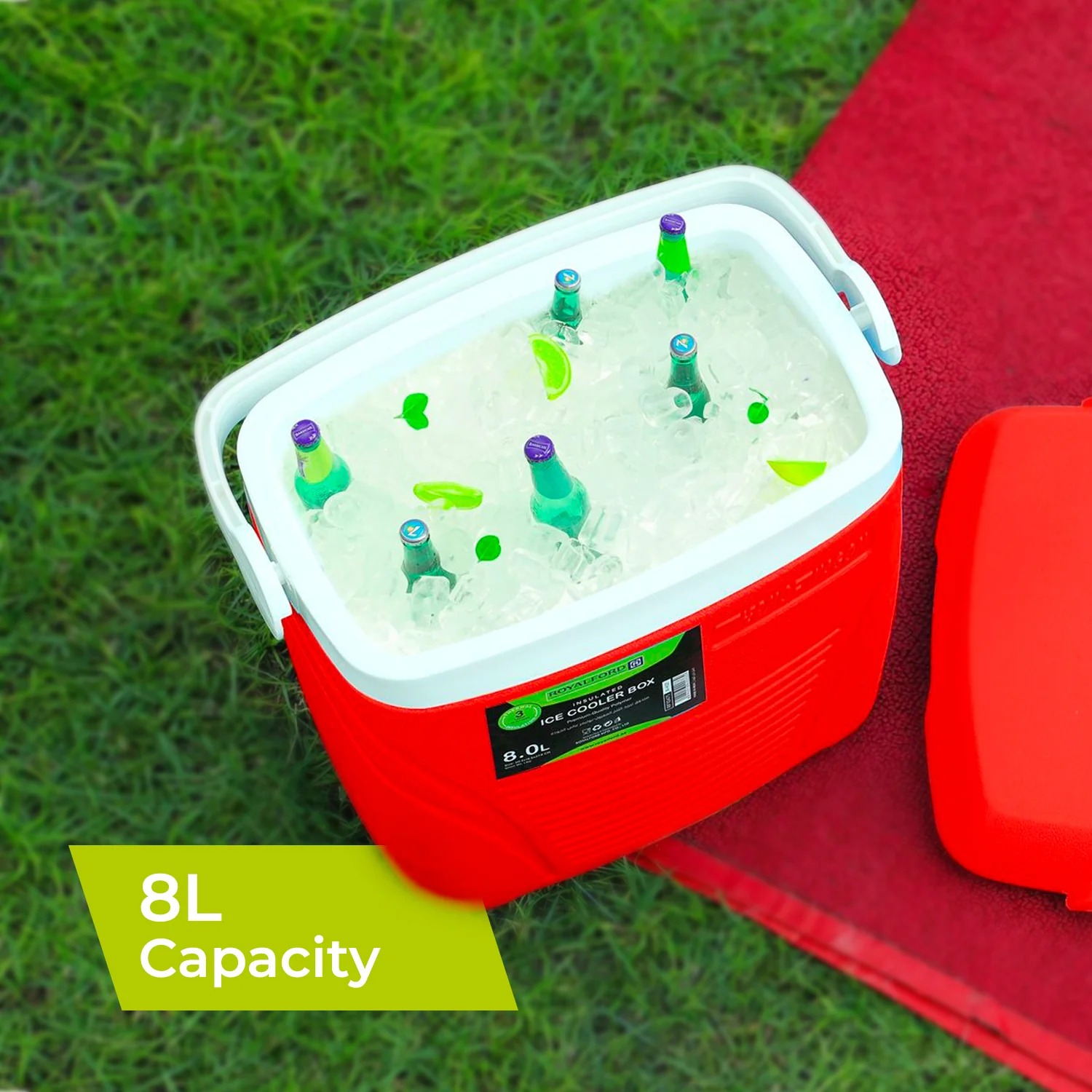 8L Red Insulated Ice Cooler Box - Image 4