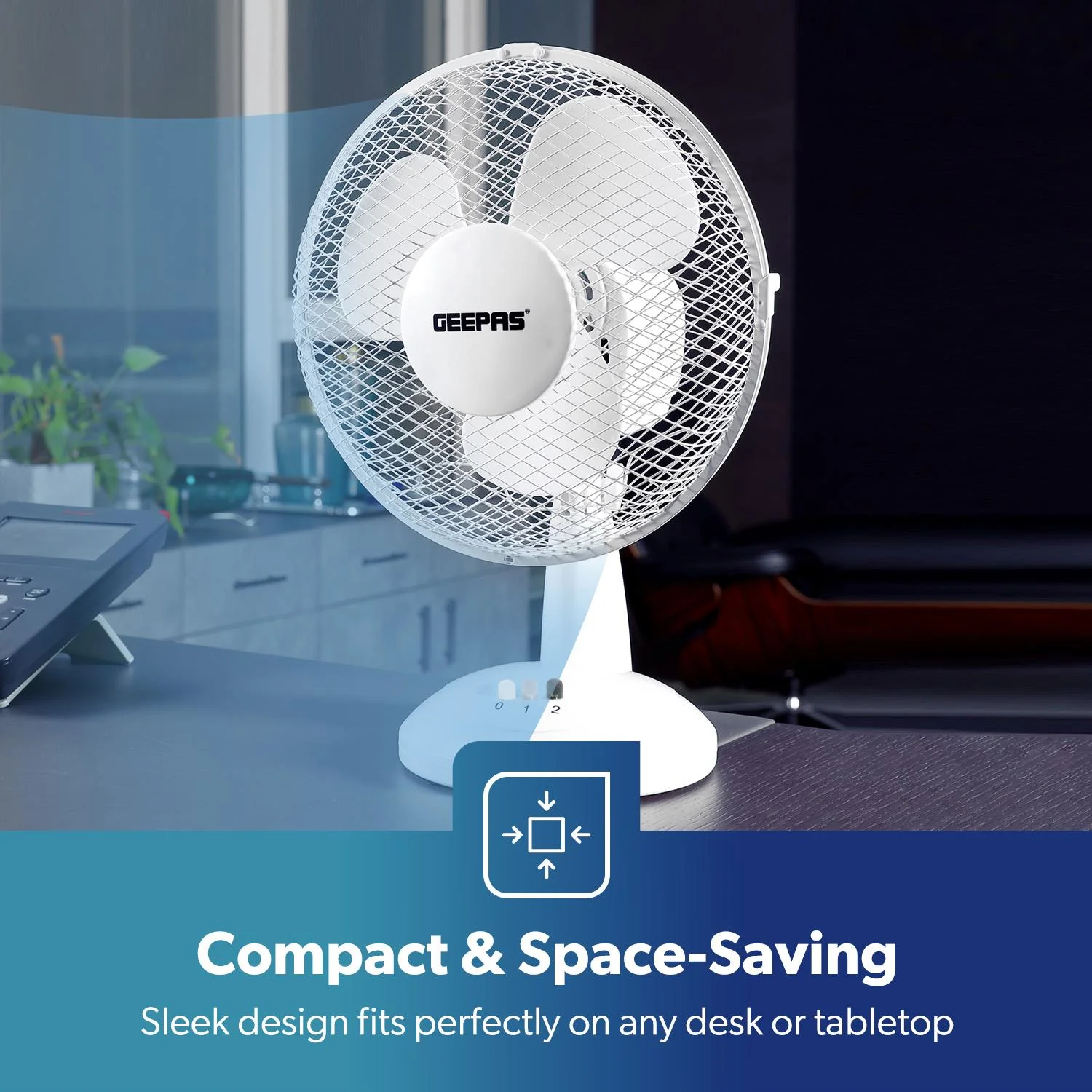 Quiet 9-Inch White Electric Portable Desk Fan - Image 3