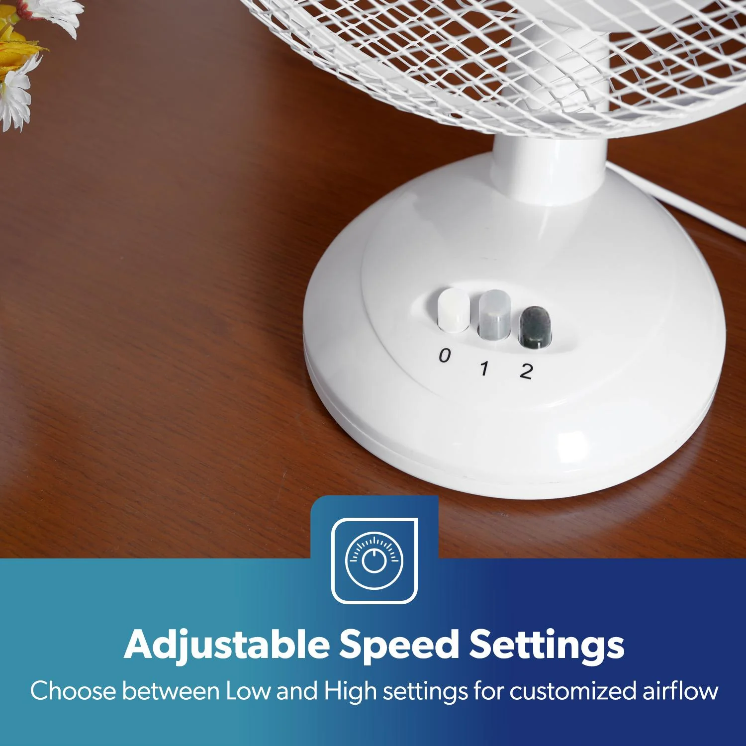 Quiet 9-Inch White Electric Portable Desk Fan - Image 7