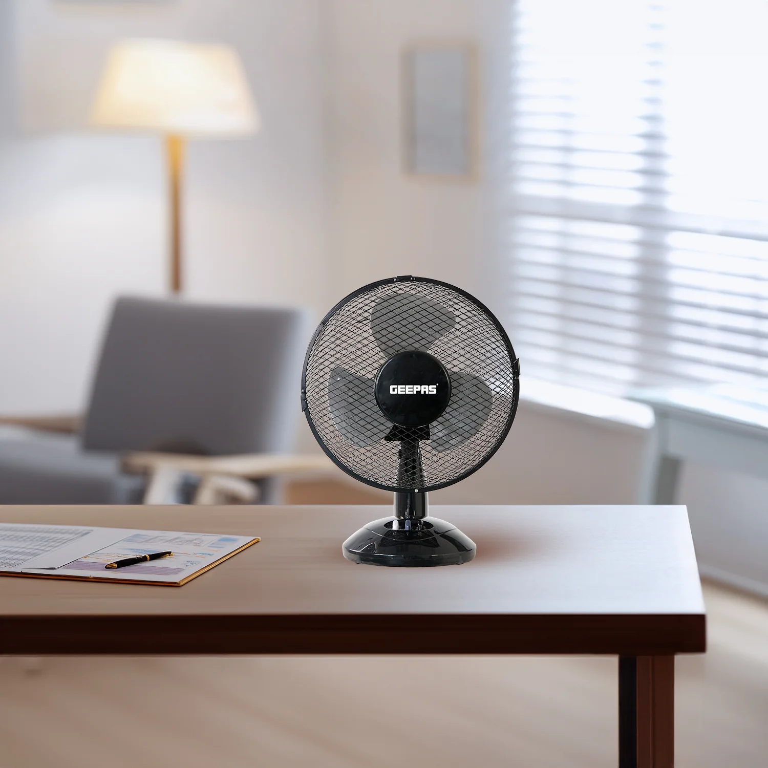 9-Inch Black Oscillating Desk Fan With 2-Speeds - Image 2