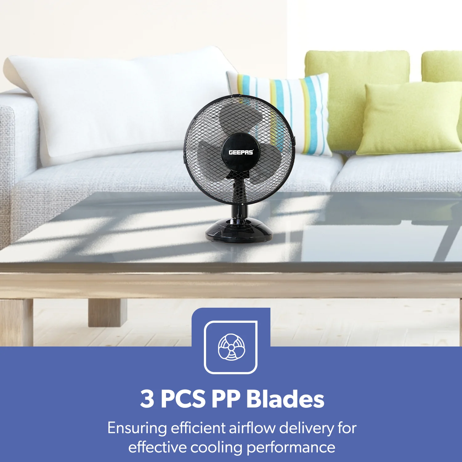 9-Inch Black Oscillating Desk Fan With 2-Speeds - Image 3