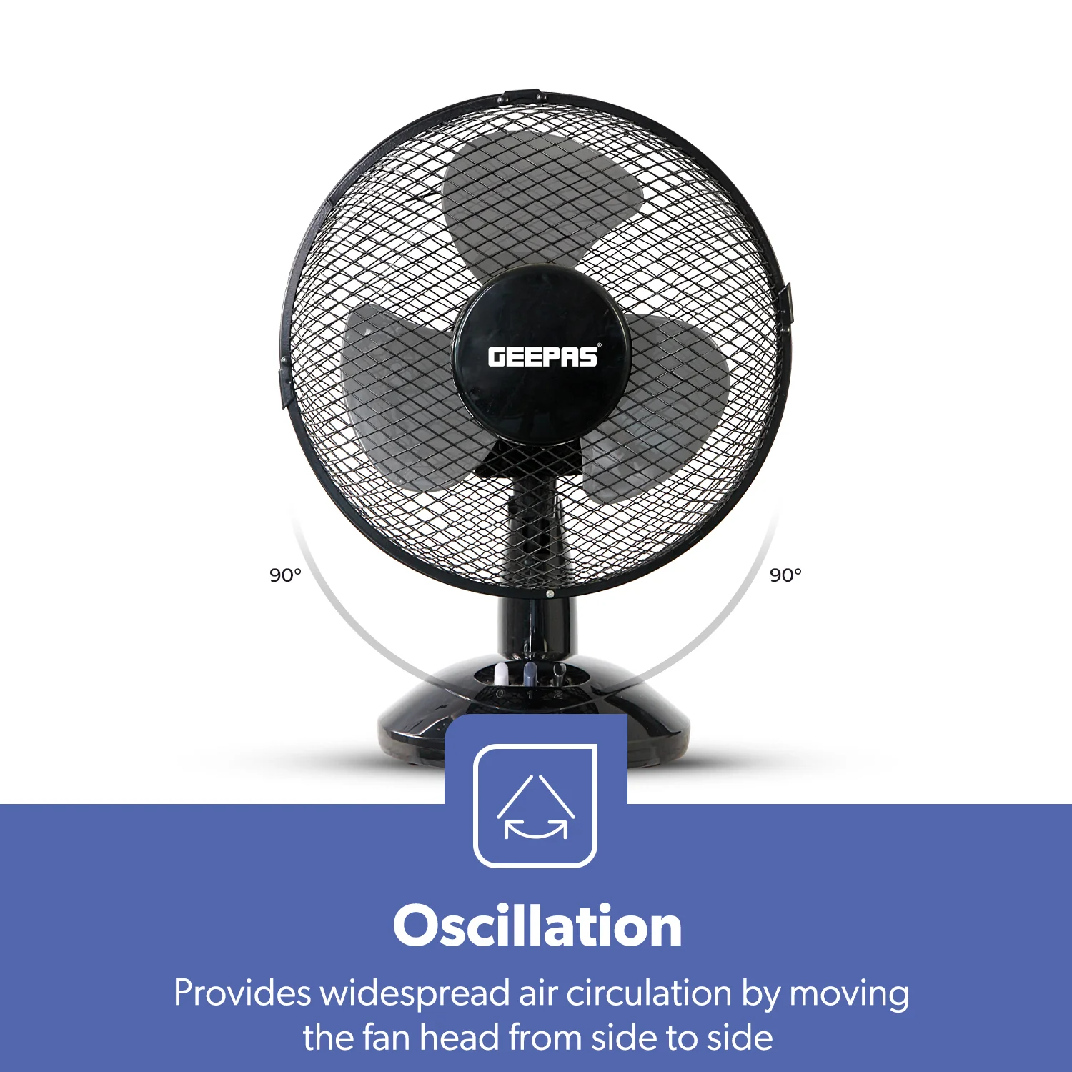 9-Inch Black Oscillating Desk Fan With 2-Speeds - Image 5