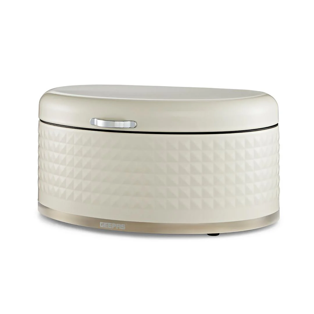 9L Argyle Cream Carbon Steel Bread Bin Kitchen Storage
