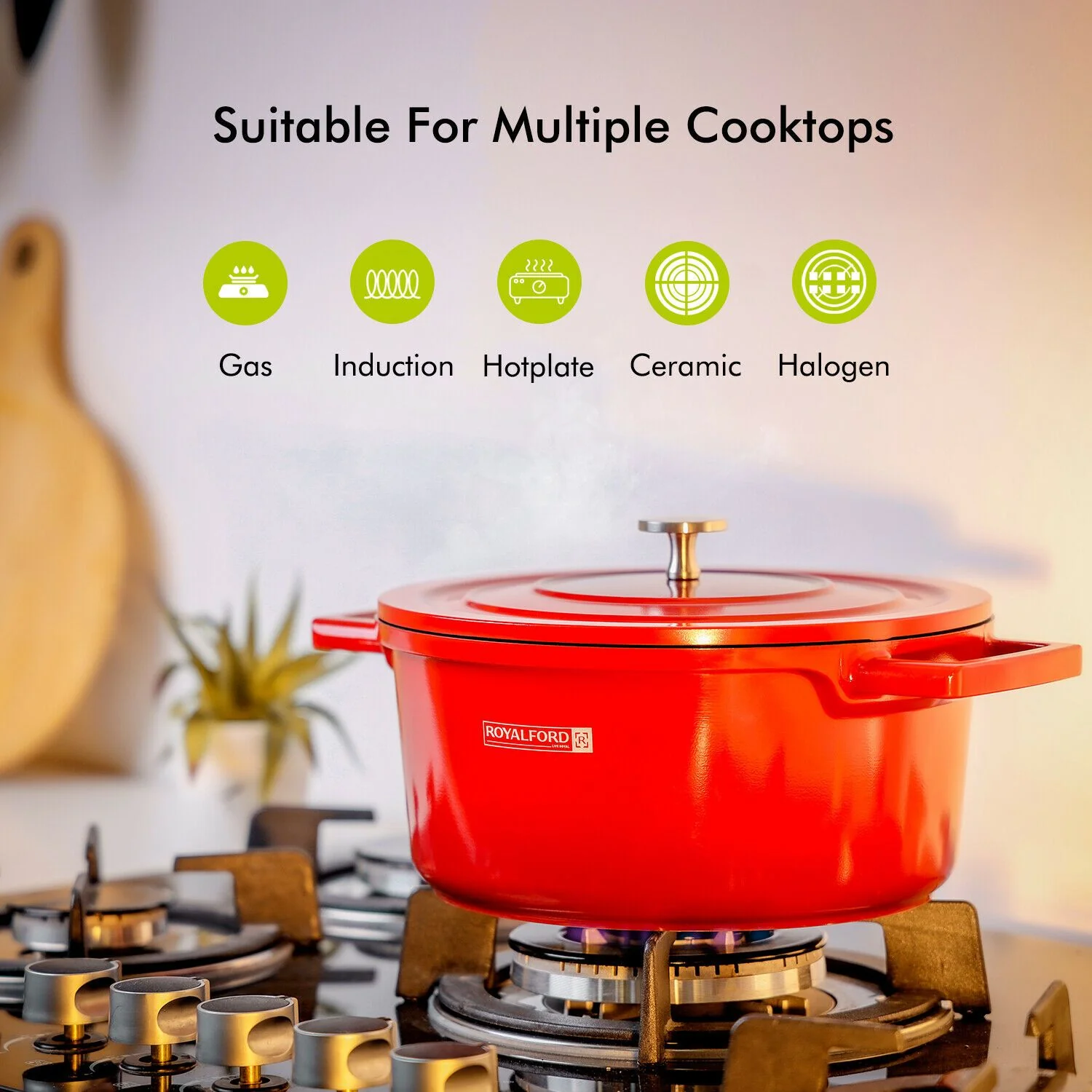 Vintage Red Non-Stick Cookware Set Four Piece - Image 3