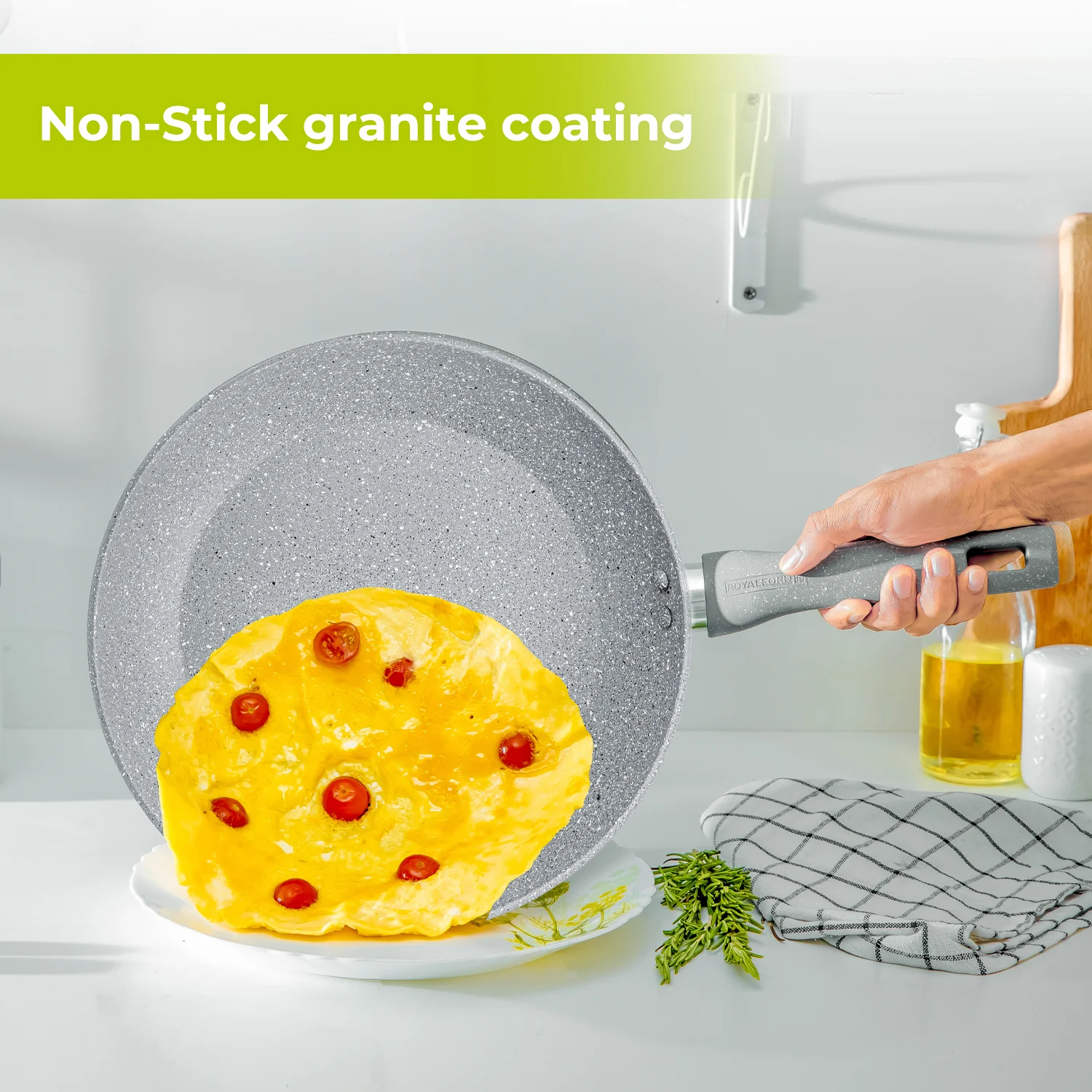 26cm Aluminium Non-Stick Frying Pan with Glass Lid - Image 5