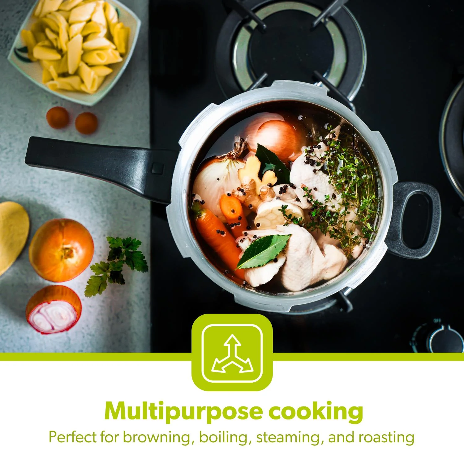 3L Lightweight Aluminium Stovetop Pressure Cooker - Image 3