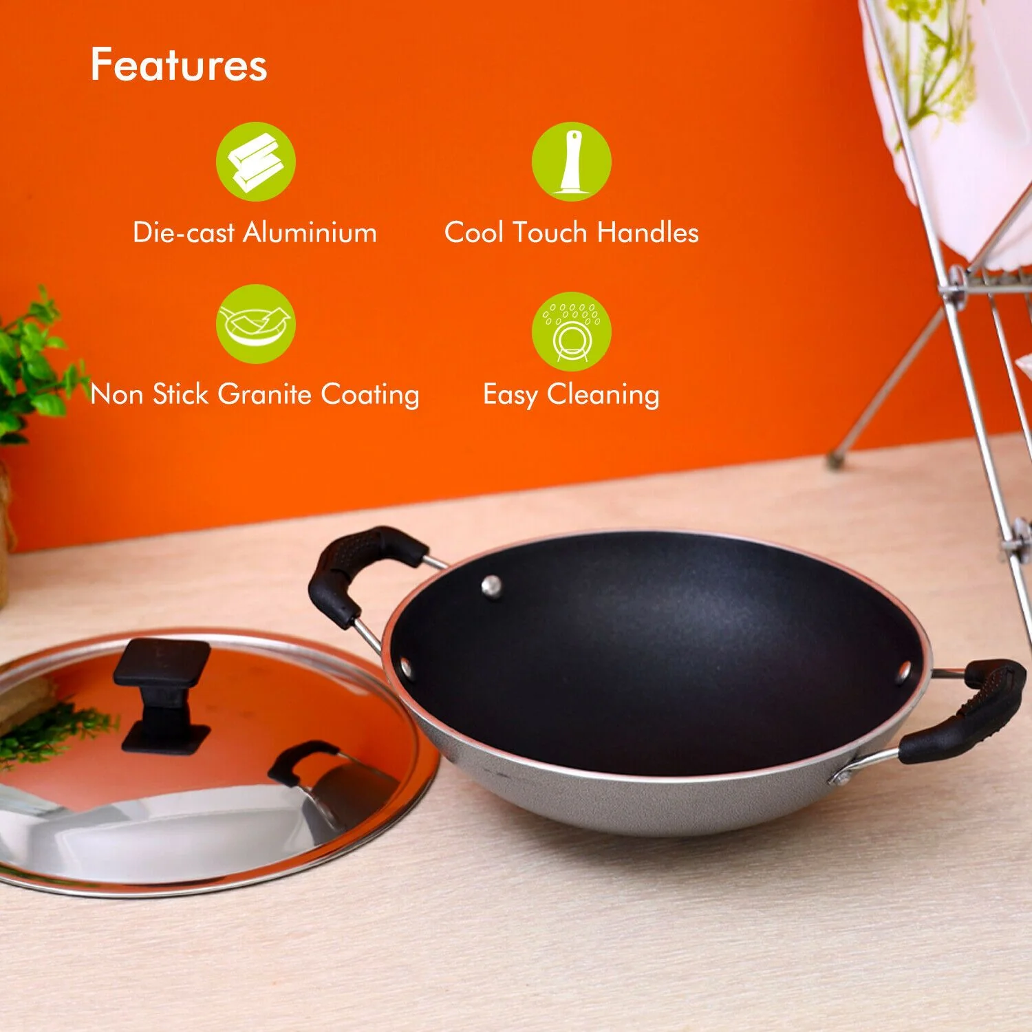 Appachatty Deep Appam Non-Stick Granite Pan With Lid - Image 4