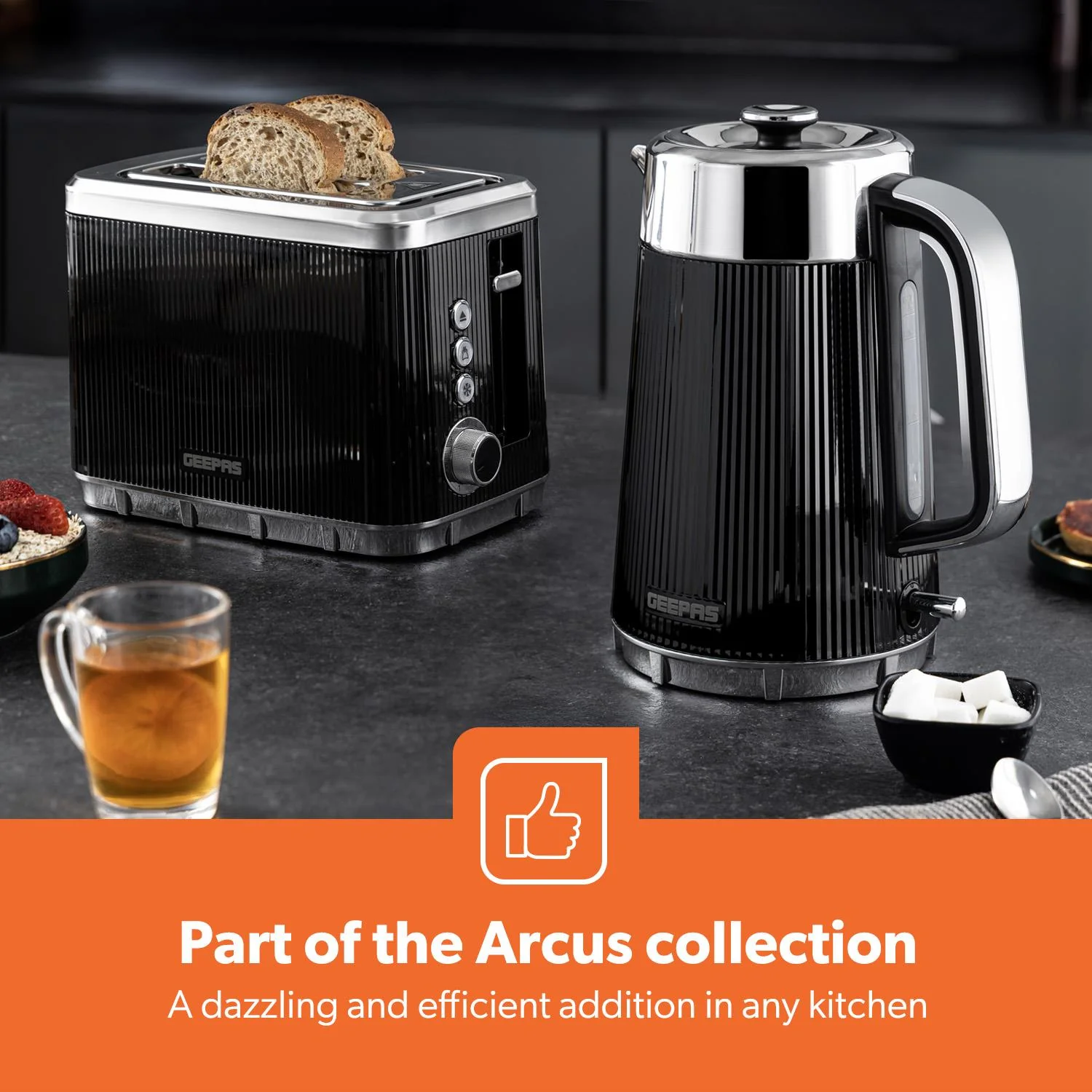 Arcus 23L Digital Microwave Oven, 1.7L Kettle & 2-Slice Toaster Set - Image 4