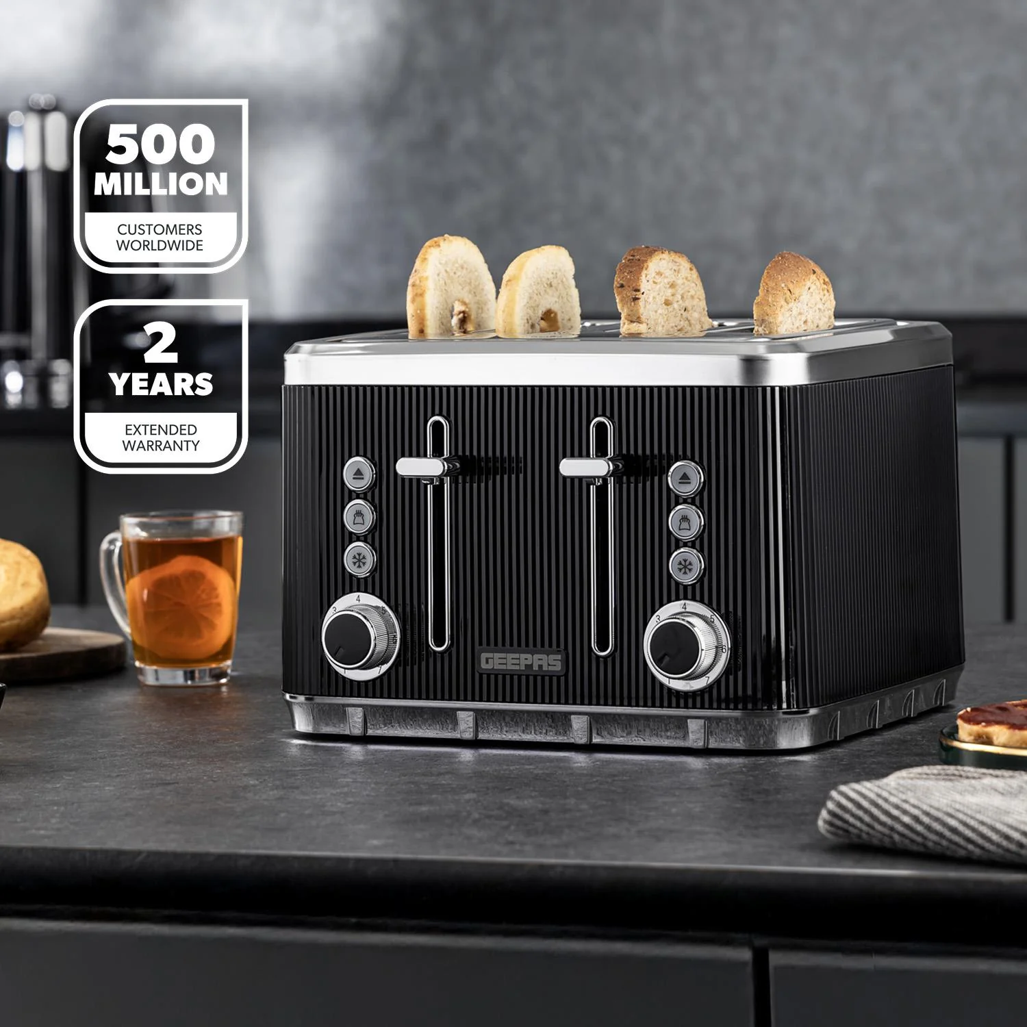 Arcus 23L Digital Microwave Oven, 1.7L kettle & 4-Slice Toaster Set - Image 3