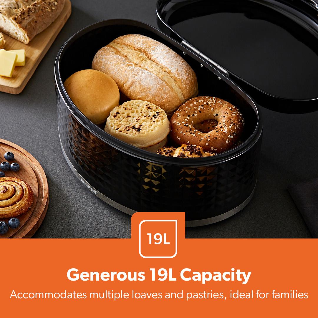 Argyle Black 9L Carbon Steel Bread Bin Canister - Image 3