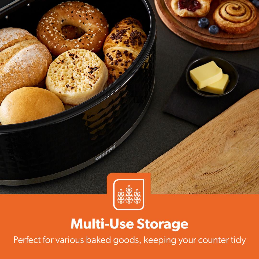 Argyle Black 9L Carbon Steel Bread Bin Canister - Image 4