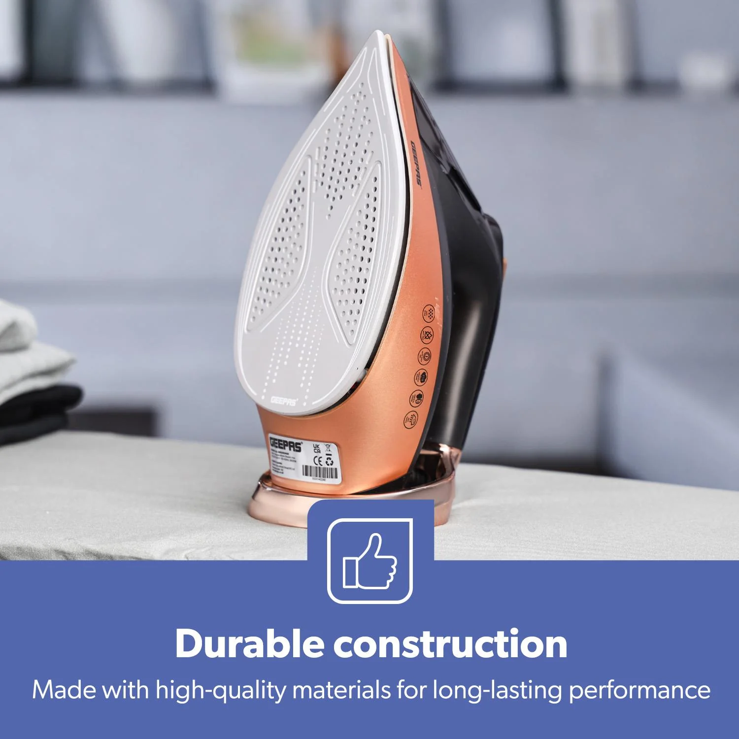 Auto Temperature Detection Smart Steam Iron Rose Gold - Image 5