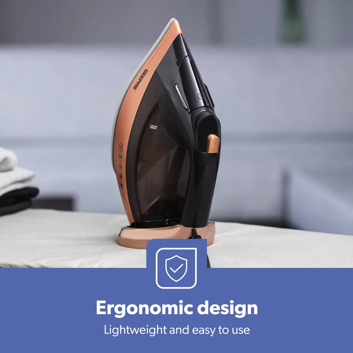 Auto Temperature Detection Smart Steam Iron Rose Gold - Image 6