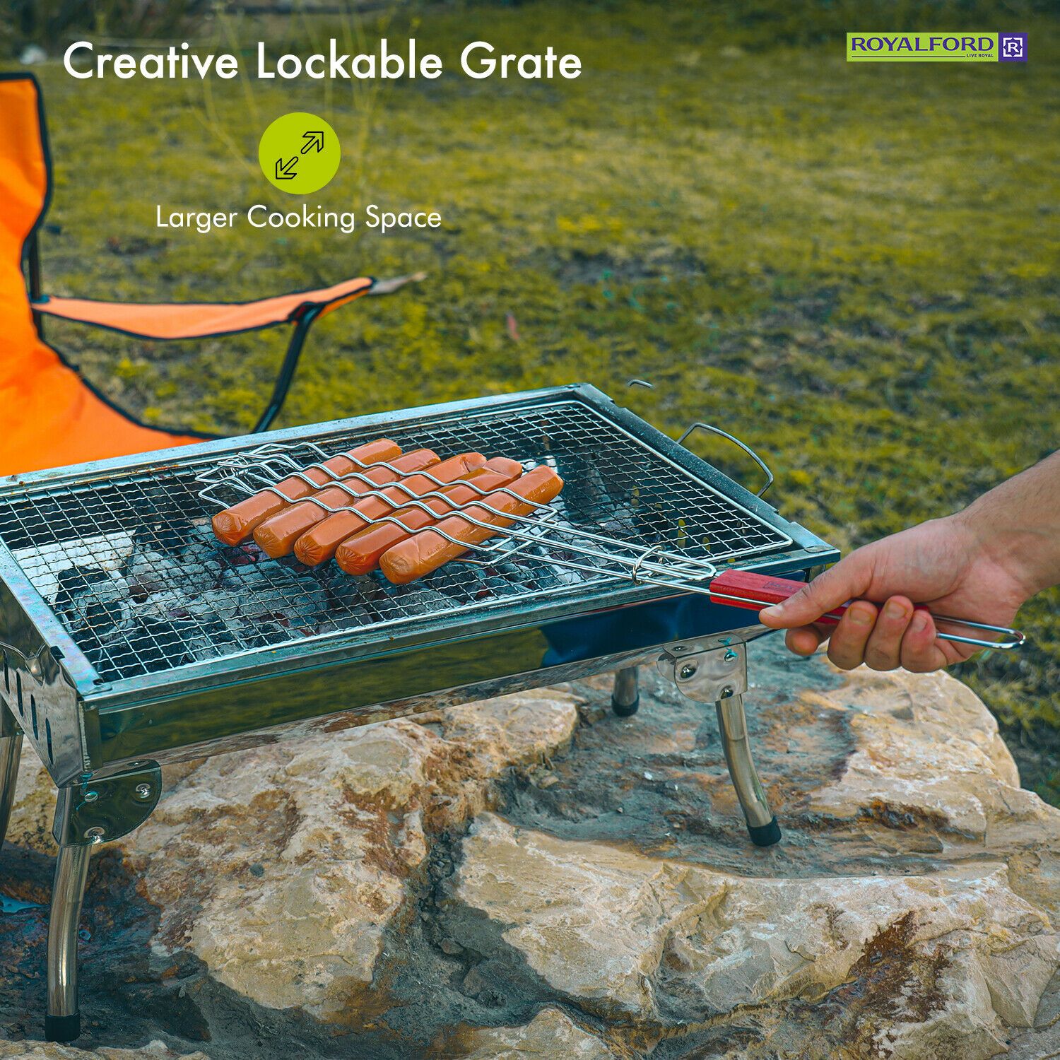 30cm Stainless Steel BBQ Grilling Basket - Image 3