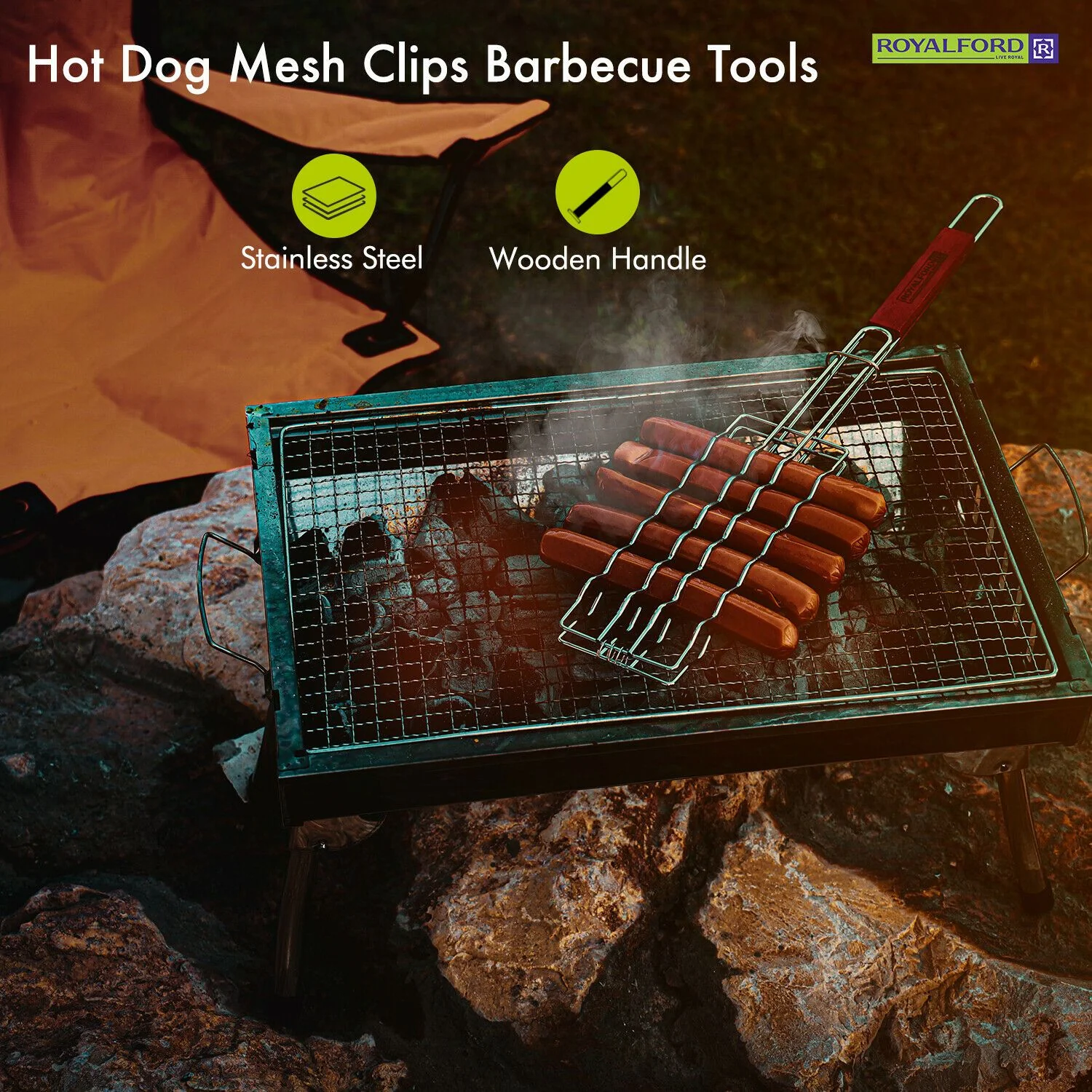 30cm Stainless Steel BBQ Grilling Basket - Image 5